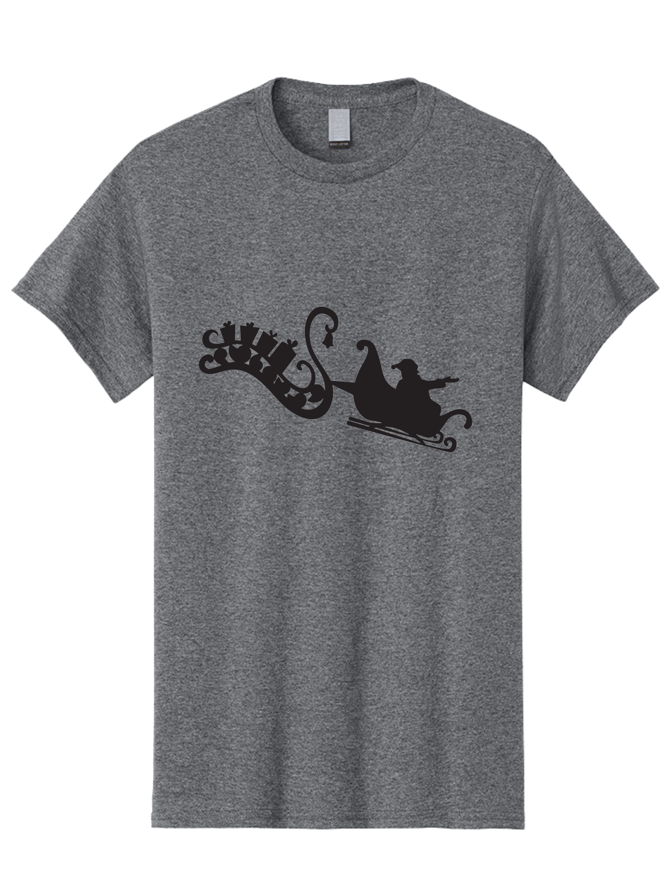 Santa-Sleigh Men'S Graphic Tee, 100% Cotton, Comfortable Casual Summer Wear, Machine Washable, Sleigh Silhouette, Santa Claus, Christmas Gifts, Festive Season, Holiday Cheer, Winter Wonderland, Jolly Old Elf, Gift Giving, Christmas Magic, Aad140