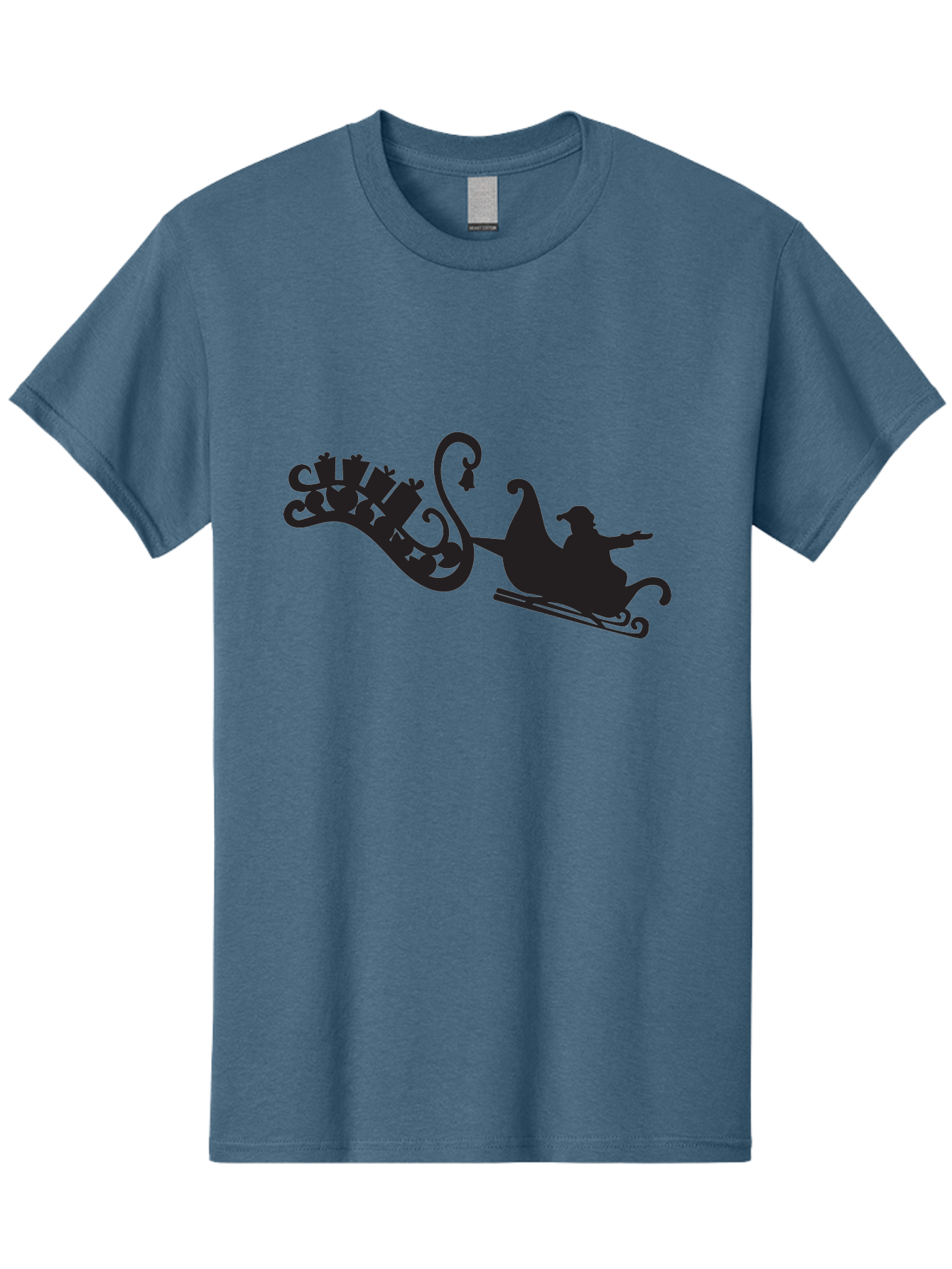 Santa-Sleigh Men'S Graphic Tee, 100% Cotton, Comfortable Casual Summer Wear, Machine Washable, Sleigh Silhouette, Santa Claus, Christmas Gifts, Festive Season, Holiday Cheer, Winter Wonderland, Jolly Old Elf, Gift Giving, Christmas Magic, Aad140