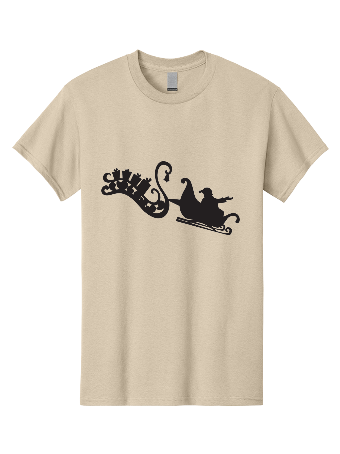 Santa-Sleigh Men'S Graphic Tee, 100% Cotton, Comfortable Casual Summer Wear, Machine Washable, Sleigh Silhouette, Santa Claus, Christmas Gifts, Festive Season, Holiday Cheer, Winter Wonderland, Jolly Old Elf, Gift Giving, Christmas Magic, Aad140