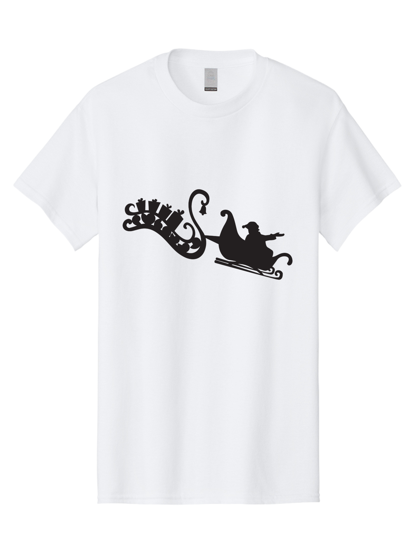 Santa-Sleigh Men'S Graphic Tee, 100% Cotton, Comfortable Casual Summer Wear, Machine Washable, Sleigh Silhouette, Santa Claus, Christmas Gifts, Festive Season, Holiday Cheer, Winter Wonderland, Jolly Old Elf, Gift Giving, Christmas Magic, Aad140