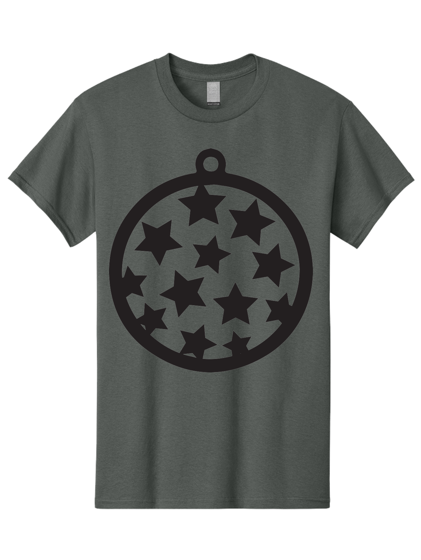 Seven-Star-Ball Men'S Graphic Tee, 100% Cotton, Comfortable Casual Summer Wear, Machine Washable, Seven Stars, Black Stars, Circular Frame, Ornament Design, Christmas Decoration, Festive Symbol, Star Pattern, Magic Symbol, Mystical Design Aad149