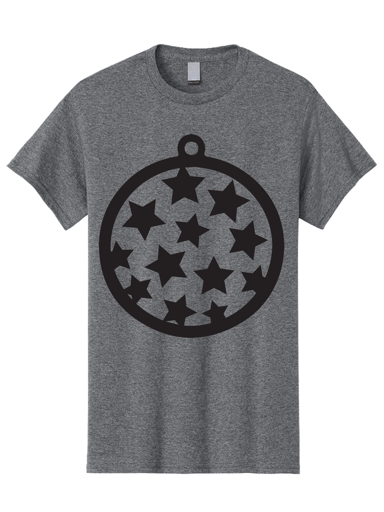 Seven-Star-Ball Men'S Graphic Tee, 100% Cotton, Comfortable Casual Summer Wear, Machine Washable, Seven Stars, Black Stars, Circular Frame, Ornament Design, Christmas Decoration, Festive Symbol, Star Pattern, Magic Symbol, Mystical Design Aad149