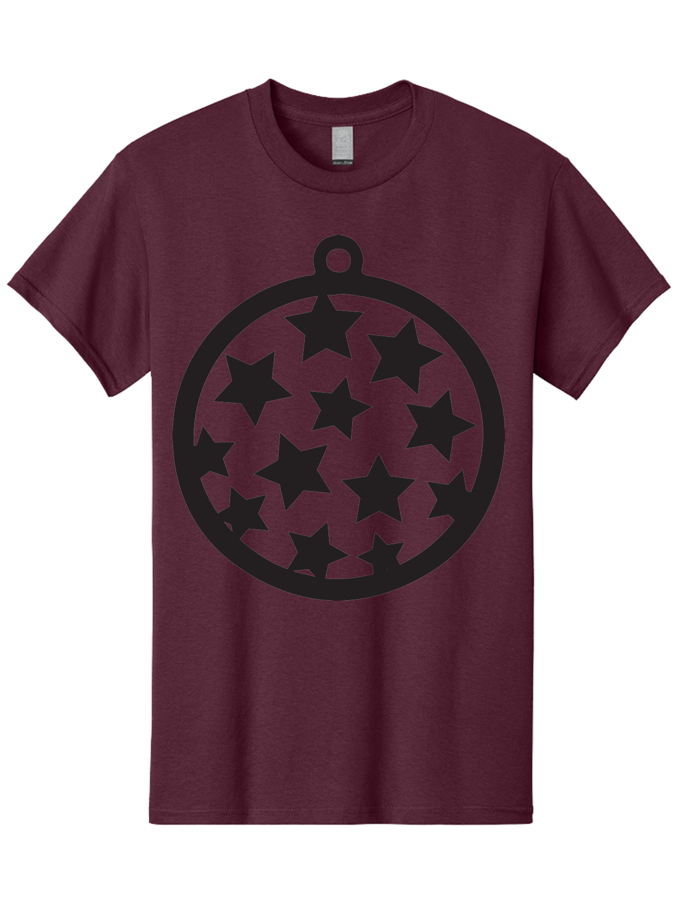 Seven-Star-Ball Men'S Graphic Tee, 100% Cotton, Comfortable Casual Summer Wear, Machine Washable, Seven Stars, Black Stars, Circular Frame, Ornament Design, Christmas Decoration, Festive Symbol, Star Pattern, Magic Symbol, Mystical Design Aad149