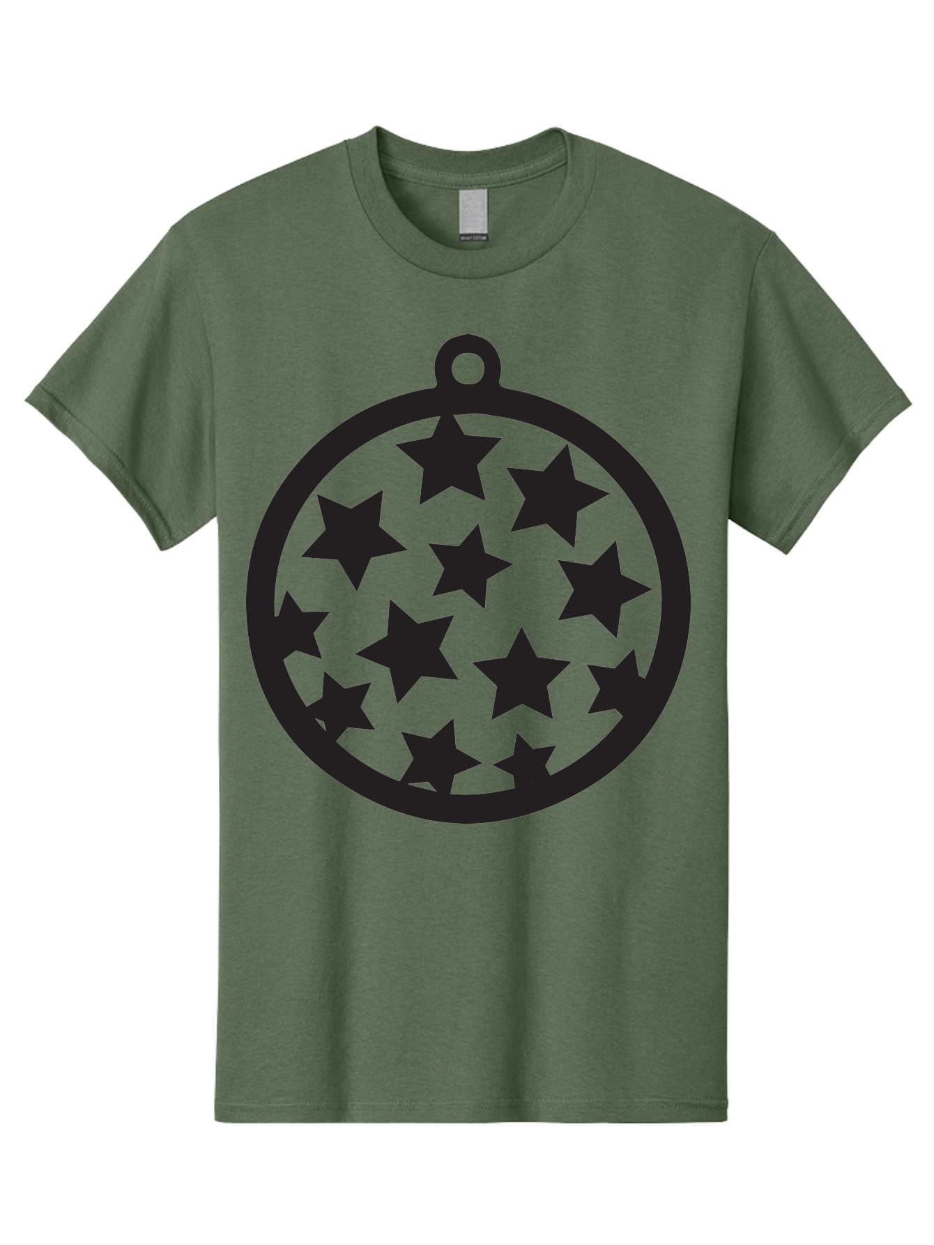 Seven-Star-Ball Men'S Graphic Tee, 100% Cotton, Comfortable Casual Summer Wear, Machine Washable, Seven Stars, Black Stars, Circular Frame, Ornament Design, Christmas Decoration, Festive Symbol, Star Pattern, Magic Symbol, Mystical Design Aad149