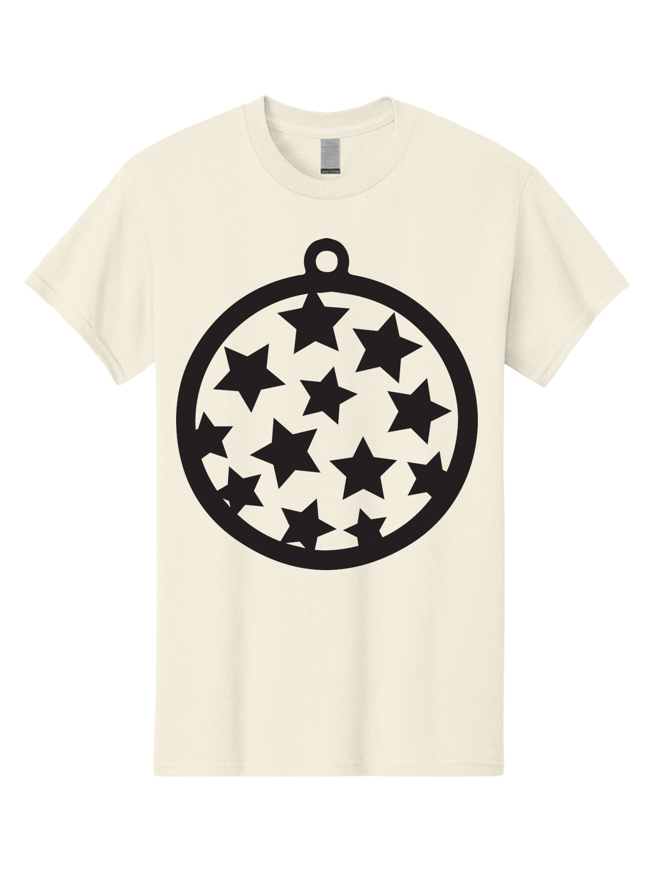 Seven-Star-Ball Men'S Graphic Tee, 100% Cotton, Comfortable Casual Summer Wear, Machine Washable, Seven Stars, Black Stars, Circular Frame, Ornament Design, Christmas Decoration, Festive Symbol, Star Pattern, Magic Symbol, Mystical Design Aad149