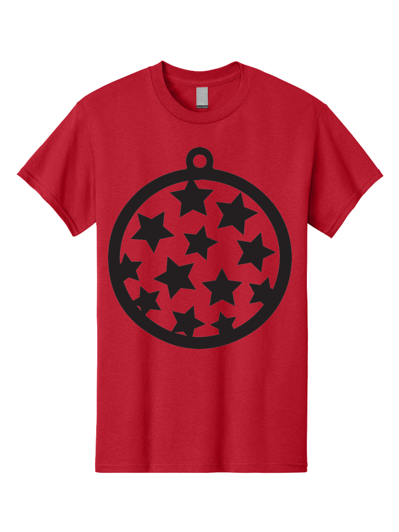 Seven-Star-Ball Men'S Graphic Tee, 100% Cotton, Comfortable Casual Summer Wear, Machine Washable, Seven Stars, Black Stars, Circular Frame, Ornament Design, Christmas Decoration, Festive Symbol, Star Pattern, Magic Symbol, Mystical Design Aad149