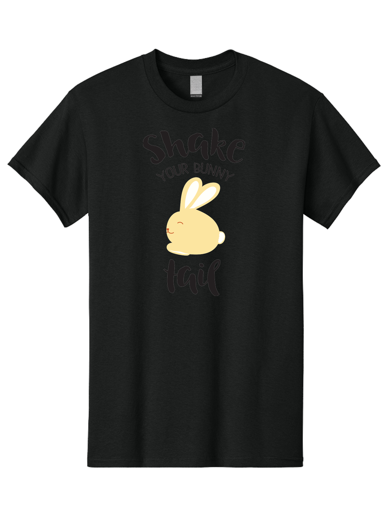 Shake-Your-Bunny-Tail Men'S Graphic Tee, 100% Cotton, Comfortable Casual Summer Wear, Machine Washable, Funny Bunny Graphic, Cute Cartoon Rabbit, Easter-Themed Design, Humorous Phrase, Shake Your Bunny Tail, Yellow Bunny Illustration, Aad151
