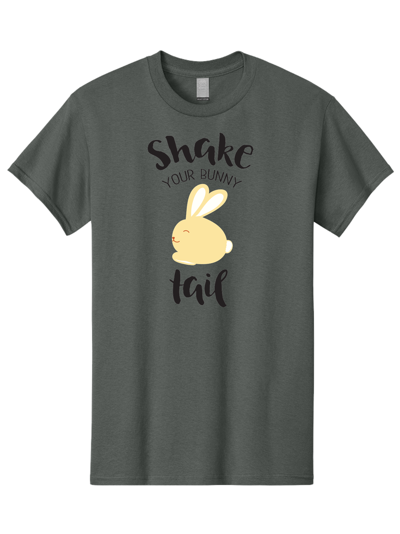Shake-Your-Bunny-Tail Men'S Graphic Tee, 100% Cotton, Comfortable Casual Summer Wear, Machine Washable, Funny Bunny Graphic, Cute Cartoon Rabbit, Easter-Themed Design, Humorous Phrase, Shake Your Bunny Tail, Yellow Bunny Illustration, Aad151