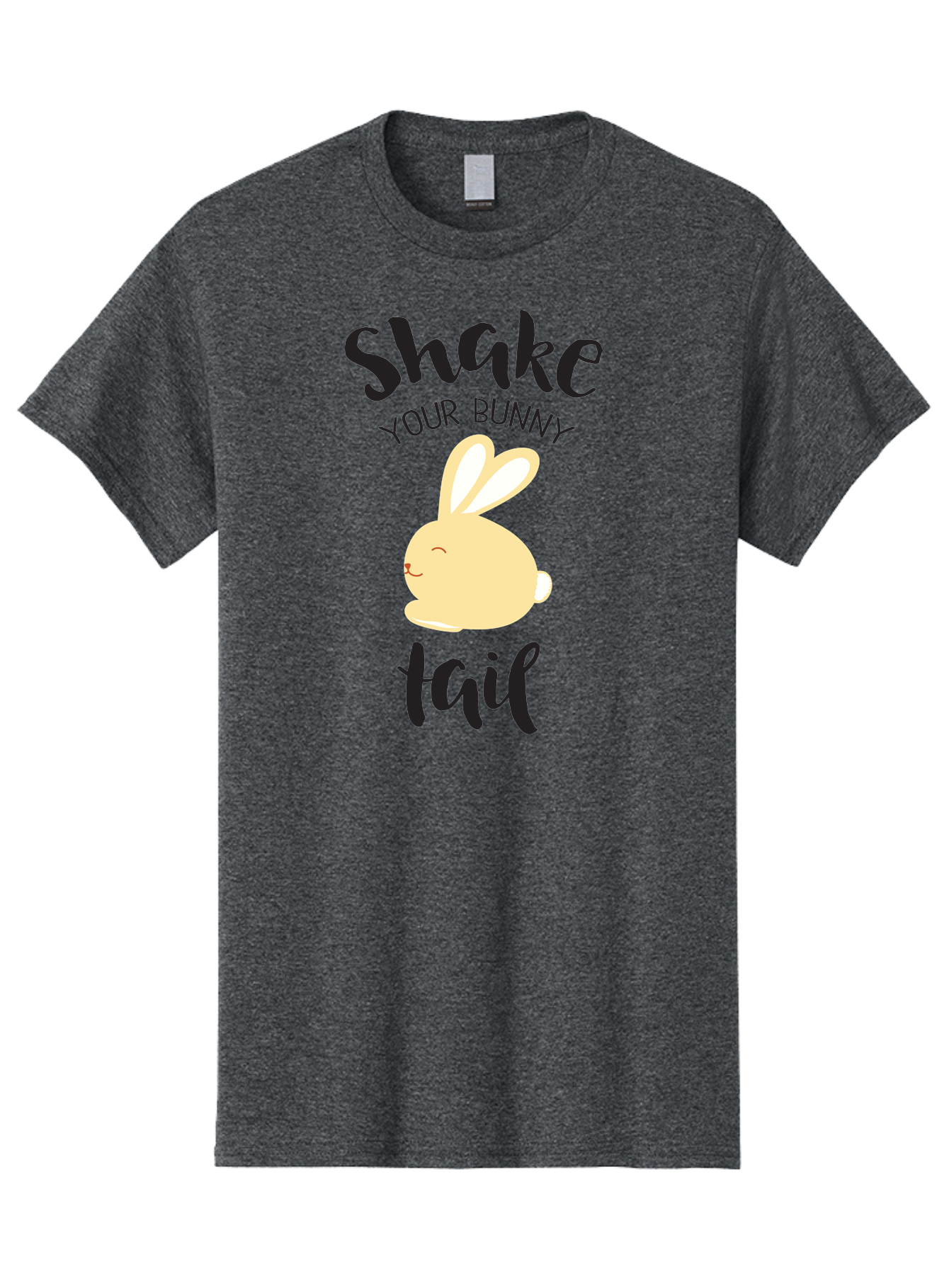 Shake-Your-Bunny-Tail Men'S Graphic Tee, 100% Cotton, Comfortable Casual Summer Wear, Machine Washable, Funny Bunny Graphic, Cute Cartoon Rabbit, Easter-Themed Design, Humorous Phrase, Shake Your Bunny Tail, Yellow Bunny Illustration, Aad151