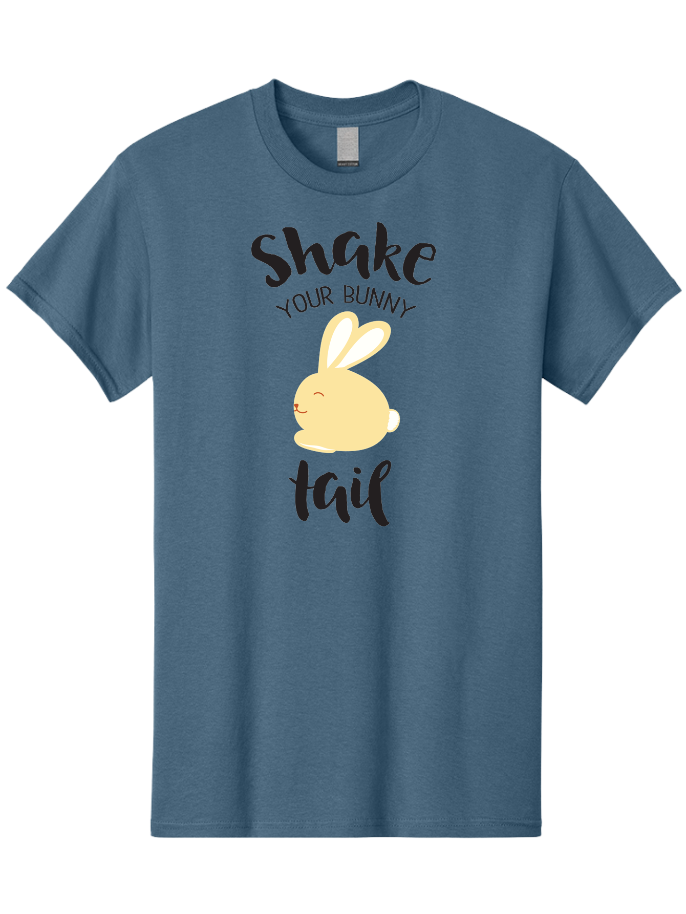 Shake-Your-Bunny-Tail Men'S Graphic Tee, 100% Cotton, Comfortable Casual Summer Wear, Machine Washable, Funny Bunny Graphic, Cute Cartoon Rabbit, Easter-Themed Design, Humorous Phrase, Shake Your Bunny Tail, Yellow Bunny Illustration, Aad151