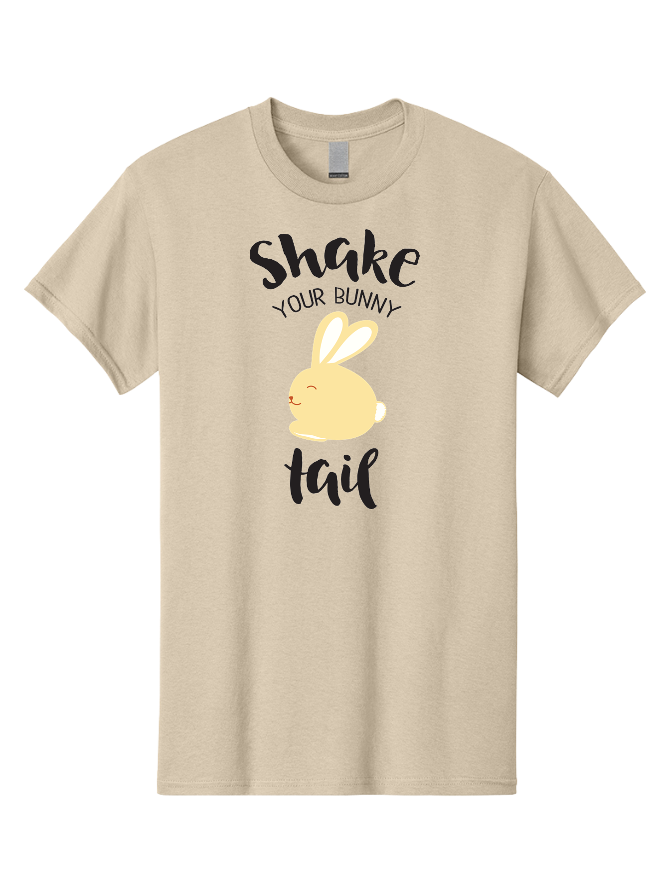 Shake-Your-Bunny-Tail Men'S Graphic Tee, 100% Cotton, Comfortable Casual Summer Wear, Machine Washable, Funny Bunny Graphic, Cute Cartoon Rabbit, Easter-Themed Design, Humorous Phrase, Shake Your Bunny Tail, Yellow Bunny Illustration, Aad151