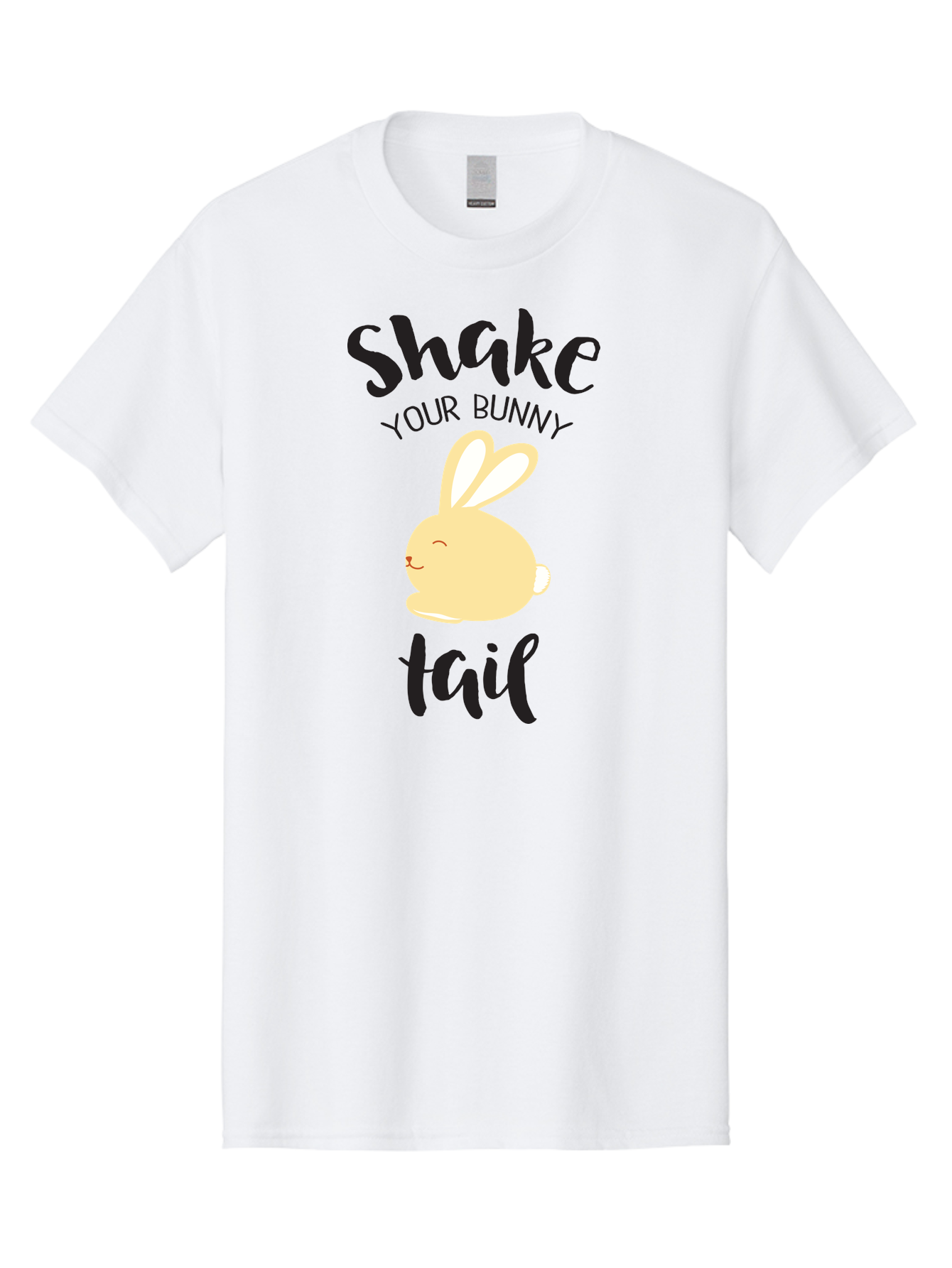 Shake-Your-Bunny-Tail Men'S Graphic Tee, 100% Cotton, Comfortable Casual Summer Wear, Machine Washable, Funny Bunny Graphic, Cute Cartoon Rabbit, Easter-Themed Design, Humorous Phrase, Shake Your Bunny Tail, Yellow Bunny Illustration, Aad151