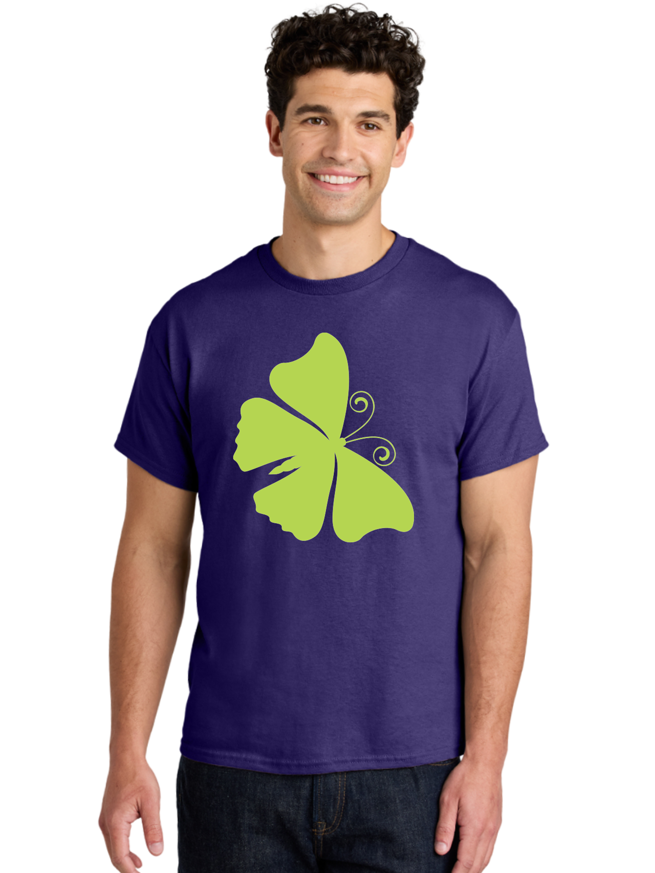 Shamrock-Graphic Men'S Graphic Tee, 100% Cotton, Comfortable Casual Summer Wear, Machine Washable, Clover Silhouette, Shamrock Graphic, Four-Leaf Clover, Irish Heritage, Luck Symbol, Green Leaf, Elegant Design, Minimalist Art, Simple Shapes Aad152