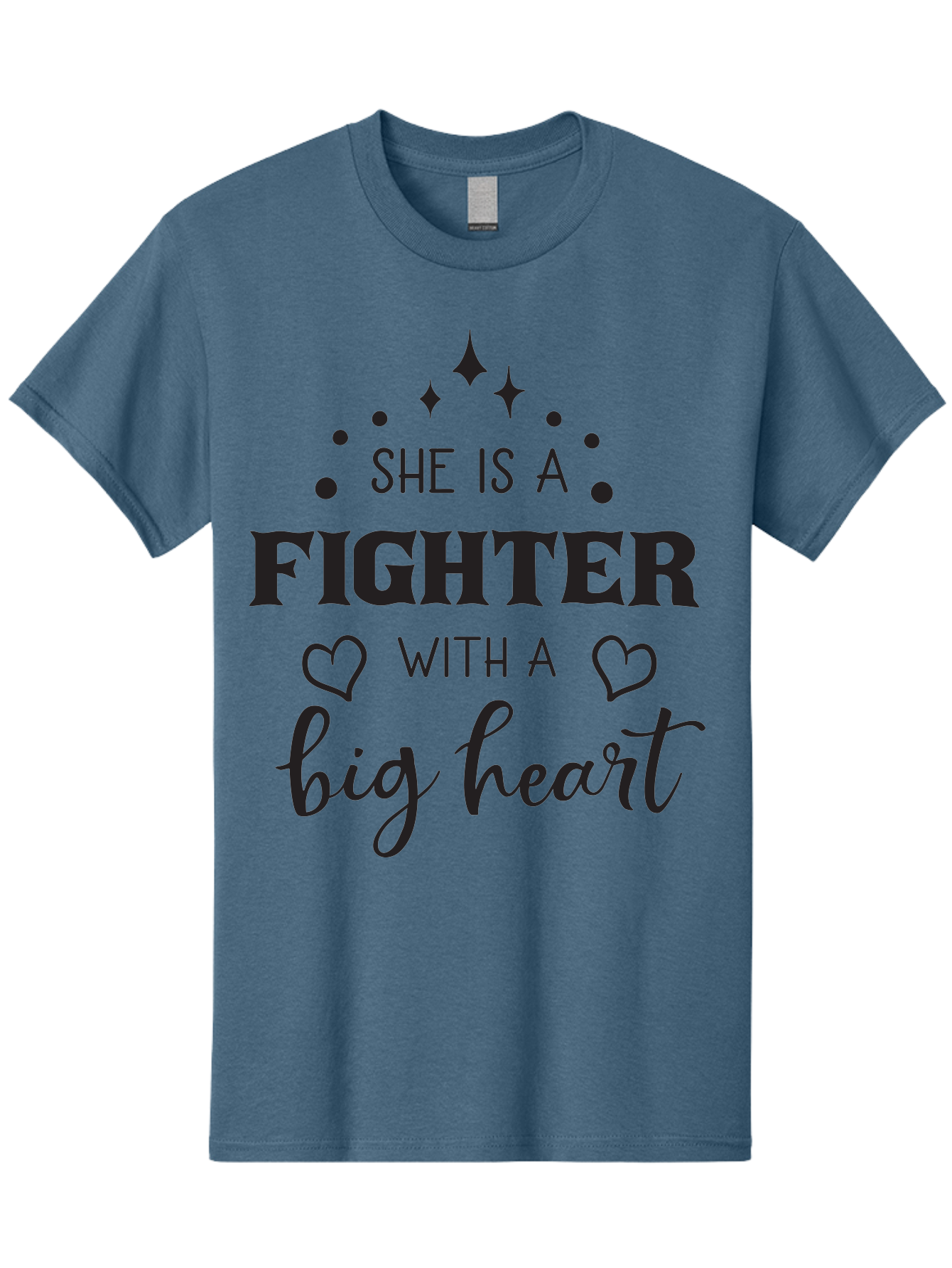 She-Is-A-Fighter Men'S Graphic Tee, 100% Cotton, Comfortable Casual Summer Wear, Machine Washable, Inspirational Quote, Motivational Phrase, Strong Woman, Fighter Mentality, Big Heart, Heartwarming Message, Empowerment, Positivity, Aad154