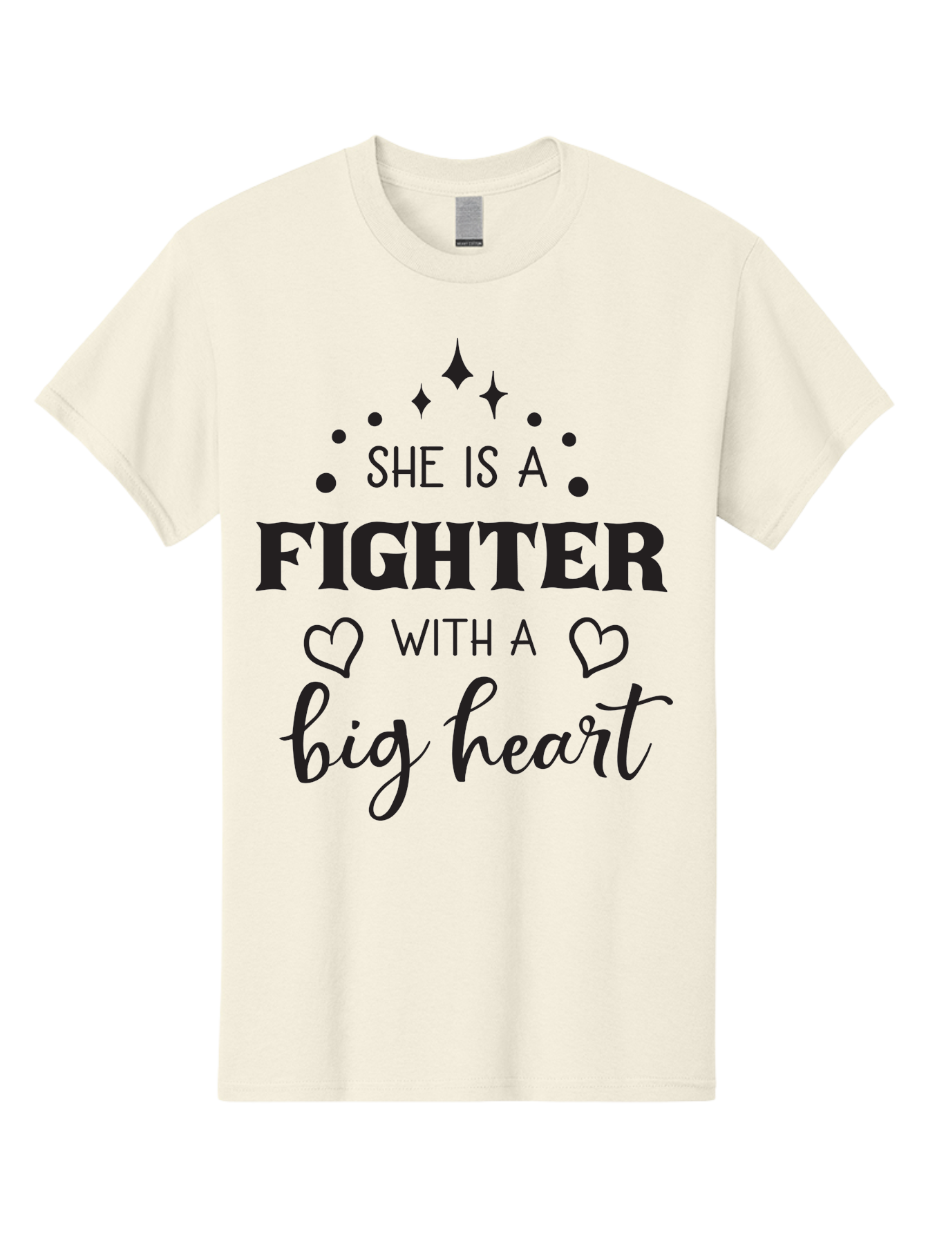 She-Is-A-Fighter Men'S Graphic Tee, 100% Cotton, Comfortable Casual Summer Wear, Machine Washable, Inspirational Quote, Motivational Phrase, Strong Woman, Fighter Mentality, Big Heart, Heartwarming Message, Empowerment, Positivity, Aad154