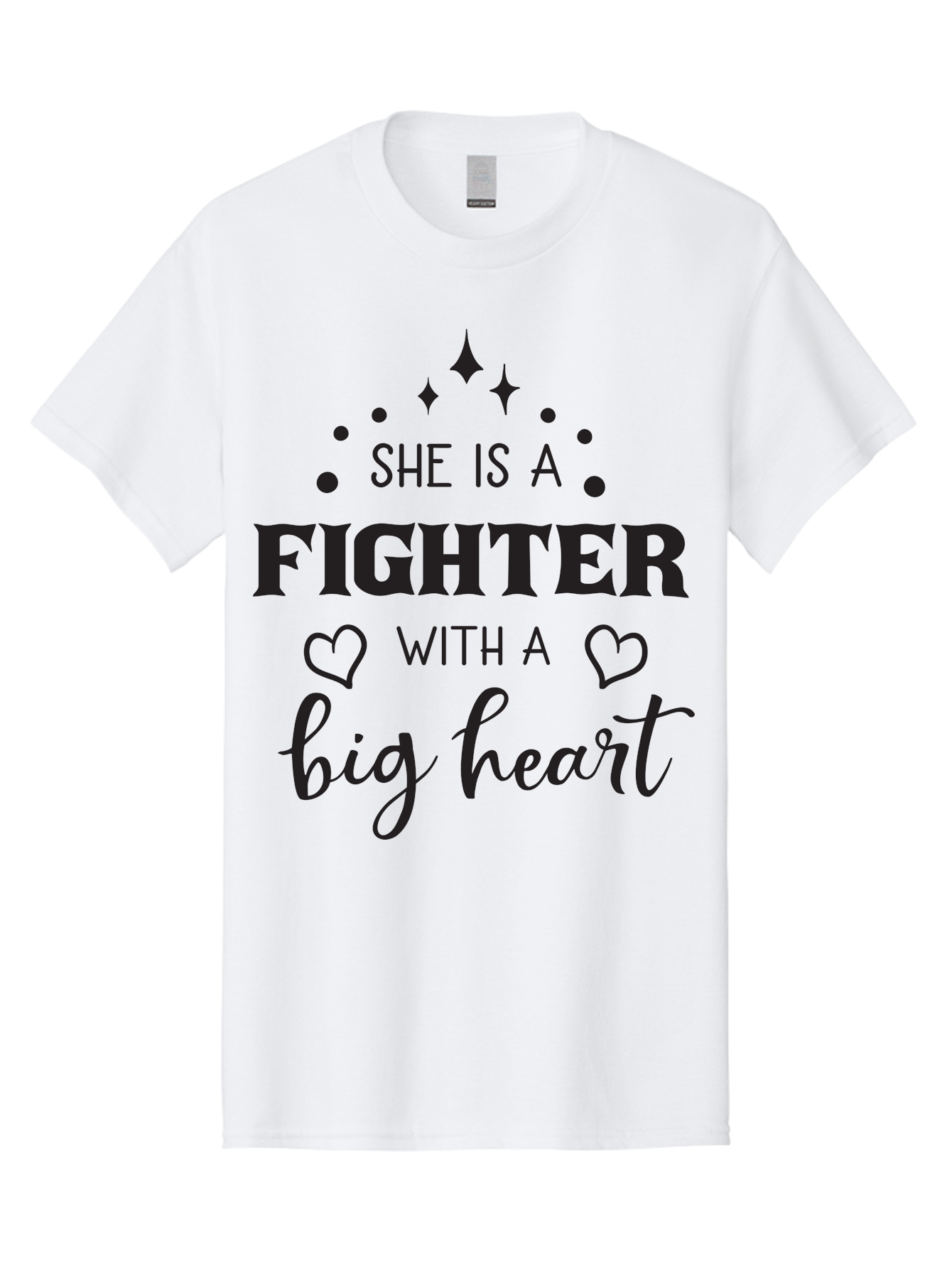 She-Is-A-Fighter Men'S Graphic Tee, 100% Cotton, Comfortable Casual Summer Wear, Machine Washable, Inspirational Quote, Motivational Phrase, Strong Woman, Fighter Mentality, Big Heart, Heartwarming Message, Empowerment, Positivity, Aad154