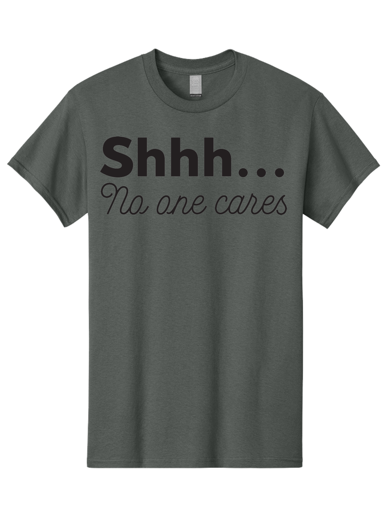Shhhh-No-One-Cares Men'S Graphic Tee, 100% Cotton, Comfortable Casual Summer Wear, Machine Washable, Funny Quotes, Sarcastic Humor, Motivational Phrases, Inspirational Sayings, Sassy Text, Witty One-Liners, Humorous Graphics, Bold Fonts, Aad159