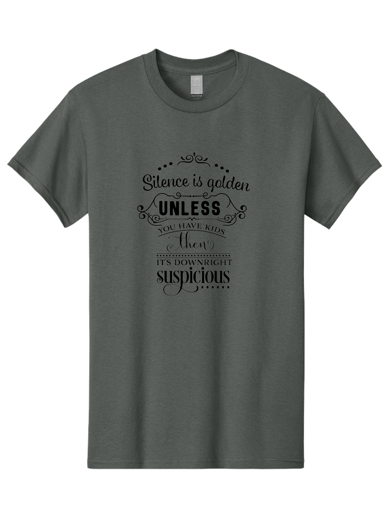 Silence-Is-Golden-Unless Men'S Graphic Tee, 100% Cotton, Comfortable Casual Summer Wear, Machine Washable, Funny Quote, Parenting Humor, Silence Is Golden, Unless You Have Kids, Humorous Quote, Parenting Joke, Sarcastic Quote, Aad161