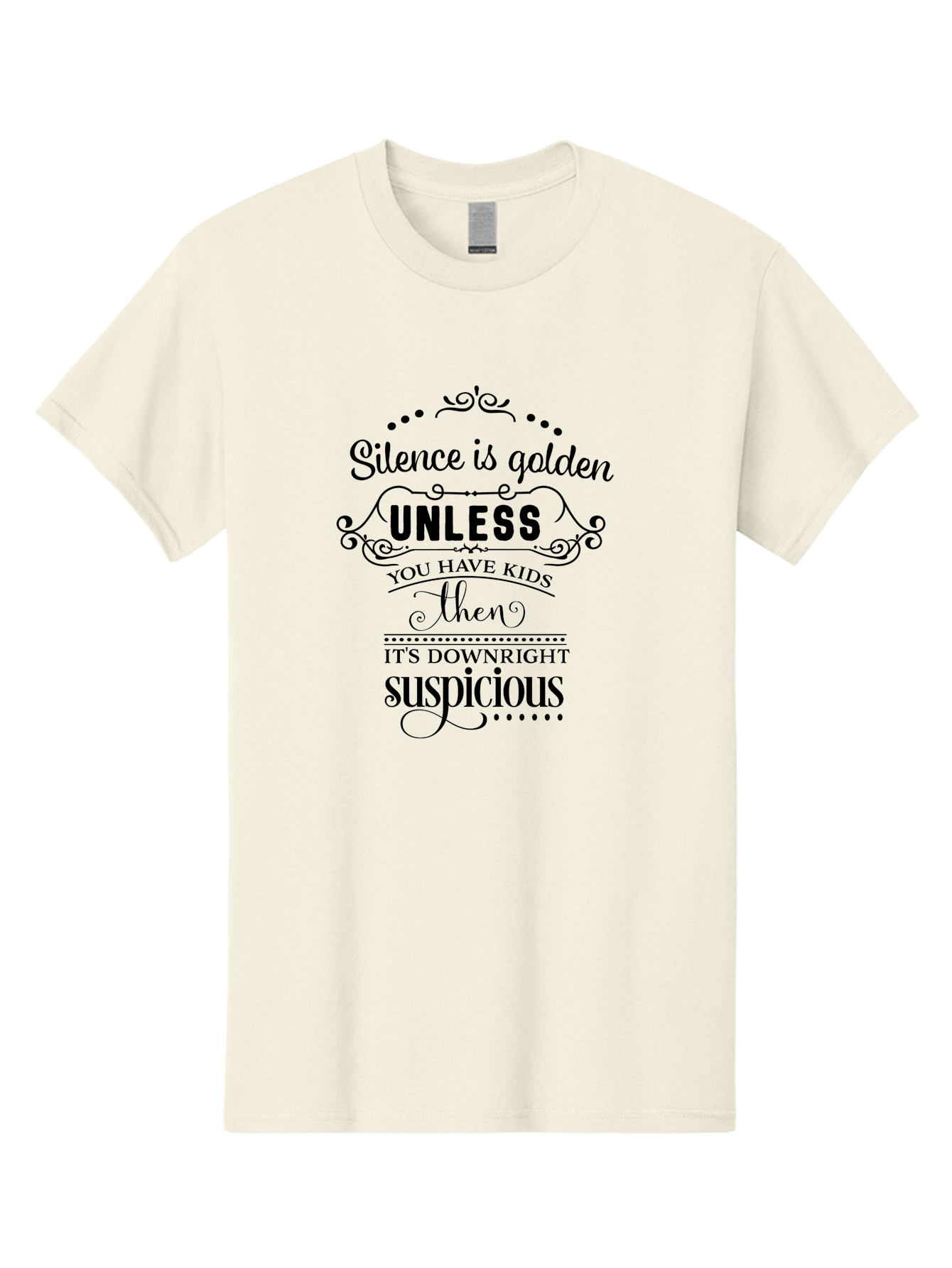 Silence-Is-Golden-Unless Men'S Graphic Tee, 100% Cotton, Comfortable Casual Summer Wear, Machine Washable, Funny Quote, Parenting Humor, Silence Is Golden, Unless You Have Kids, Humorous Quote, Parenting Joke, Sarcastic Quote, Aad161