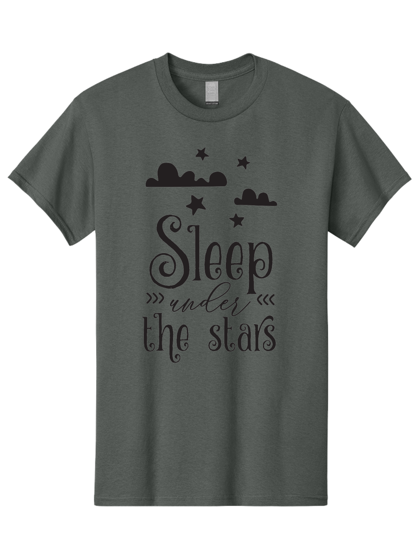 Sleep-Under-The-Stars Men'S Graphic Tee, 100% Cotton, Comfortable Casual Summer Wear, Machine Washable, Sleep Under The Stars, Night Sky, Starry Night, Relaxation, Calming Quote, Inspirational Quote, Celestial Theme, Dreamy Atmosphere Aad164