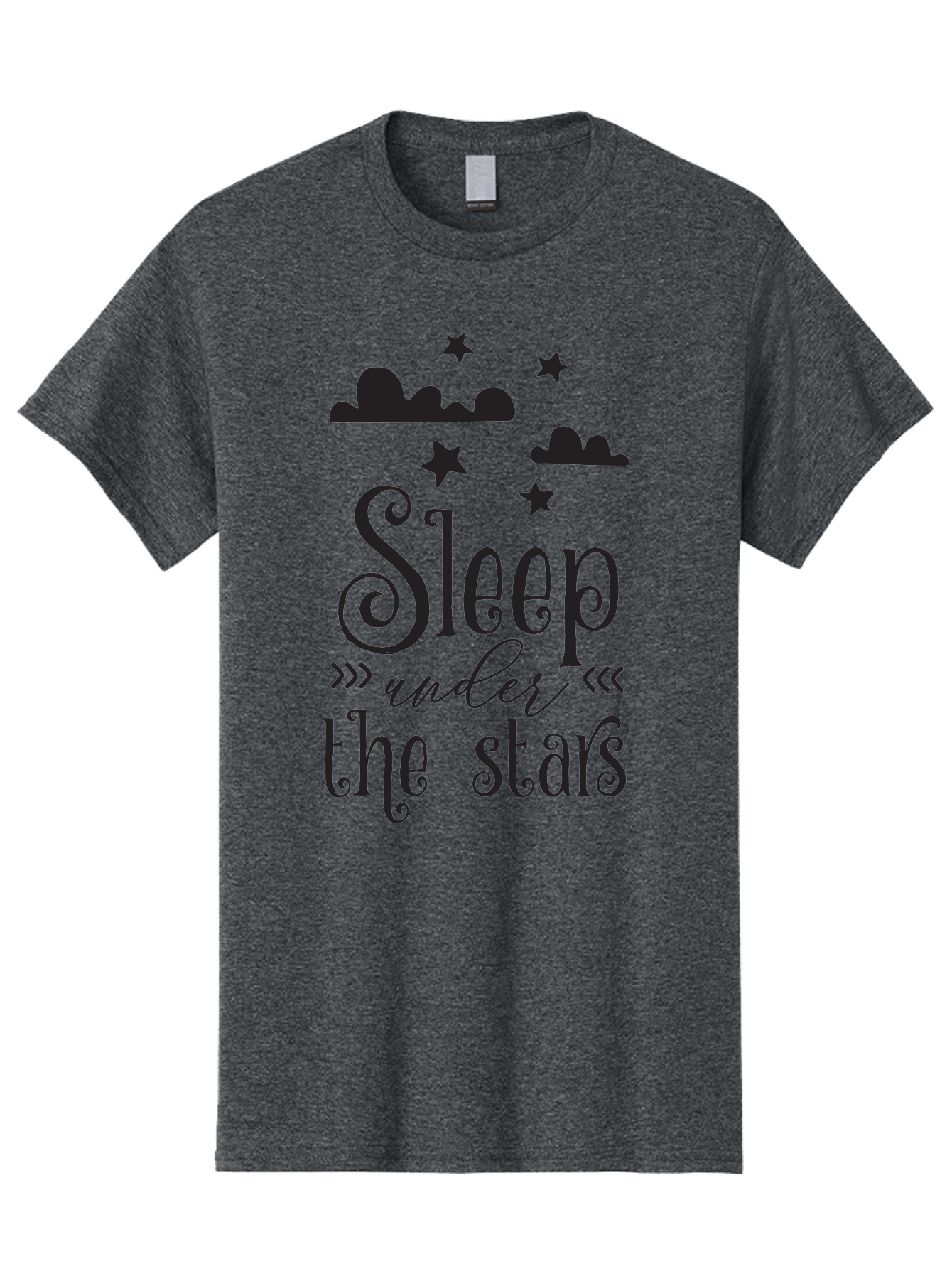 Sleep-Under-The-Stars Men'S Graphic Tee, 100% Cotton, Comfortable Casual Summer Wear, Machine Washable, Sleep Under The Stars, Night Sky, Starry Night, Relaxation, Calming Quote, Inspirational Quote, Celestial Theme, Dreamy Atmosphere Aad164