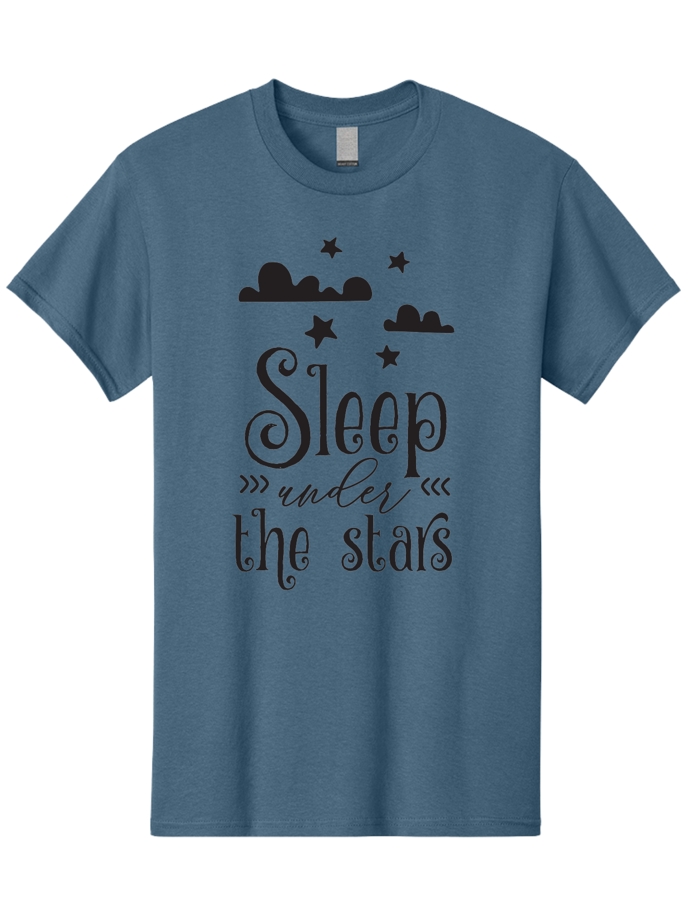 Sleep-Under-The-Stars Men'S Graphic Tee, 100% Cotton, Comfortable Casual Summer Wear, Machine Washable, Sleep Under The Stars, Night Sky, Starry Night, Relaxation, Calming Quote, Inspirational Quote, Celestial Theme, Dreamy Atmosphere Aad164