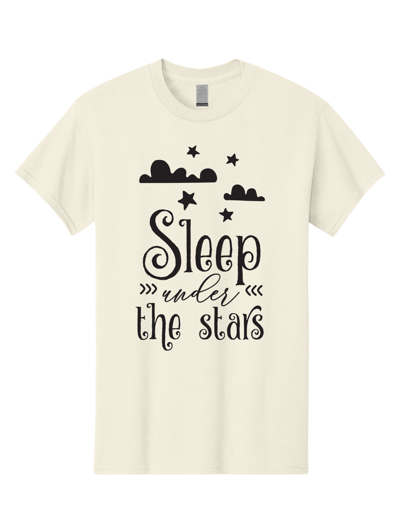 Sleep-Under-The-Stars Men'S Graphic Tee, 100% Cotton, Comfortable Casual Summer Wear, Machine Washable, Sleep Under The Stars, Night Sky, Starry Night, Relaxation, Calming Quote, Inspirational Quote, Celestial Theme, Dreamy Atmosphere Aad164