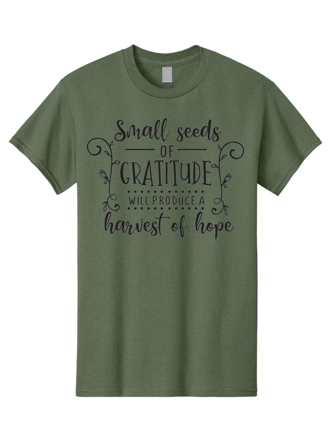 Small-Seeds-Of-Gratitude Men'S Graphic Tee, 100% Cotton, Comfortable Casual Summer Wear, Machine Washable, Gratitude Quotes, Hope And Positivity, Inspirational Sayings, Motivational Phrases, Positive Affirmations, Uplifting Messages, Aad166