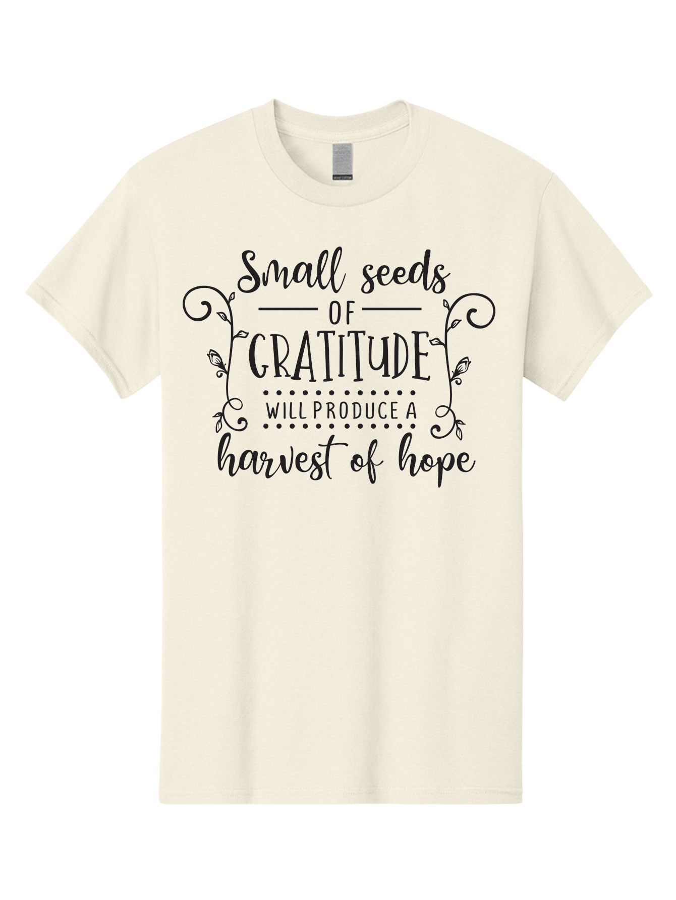 Small-Seeds-Of-Gratitude Men'S Graphic Tee, 100% Cotton, Comfortable Casual Summer Wear, Machine Washable, Gratitude Quotes, Hope And Positivity, Inspirational Sayings, Motivational Phrases, Positive Affirmations, Uplifting Messages, Aad166