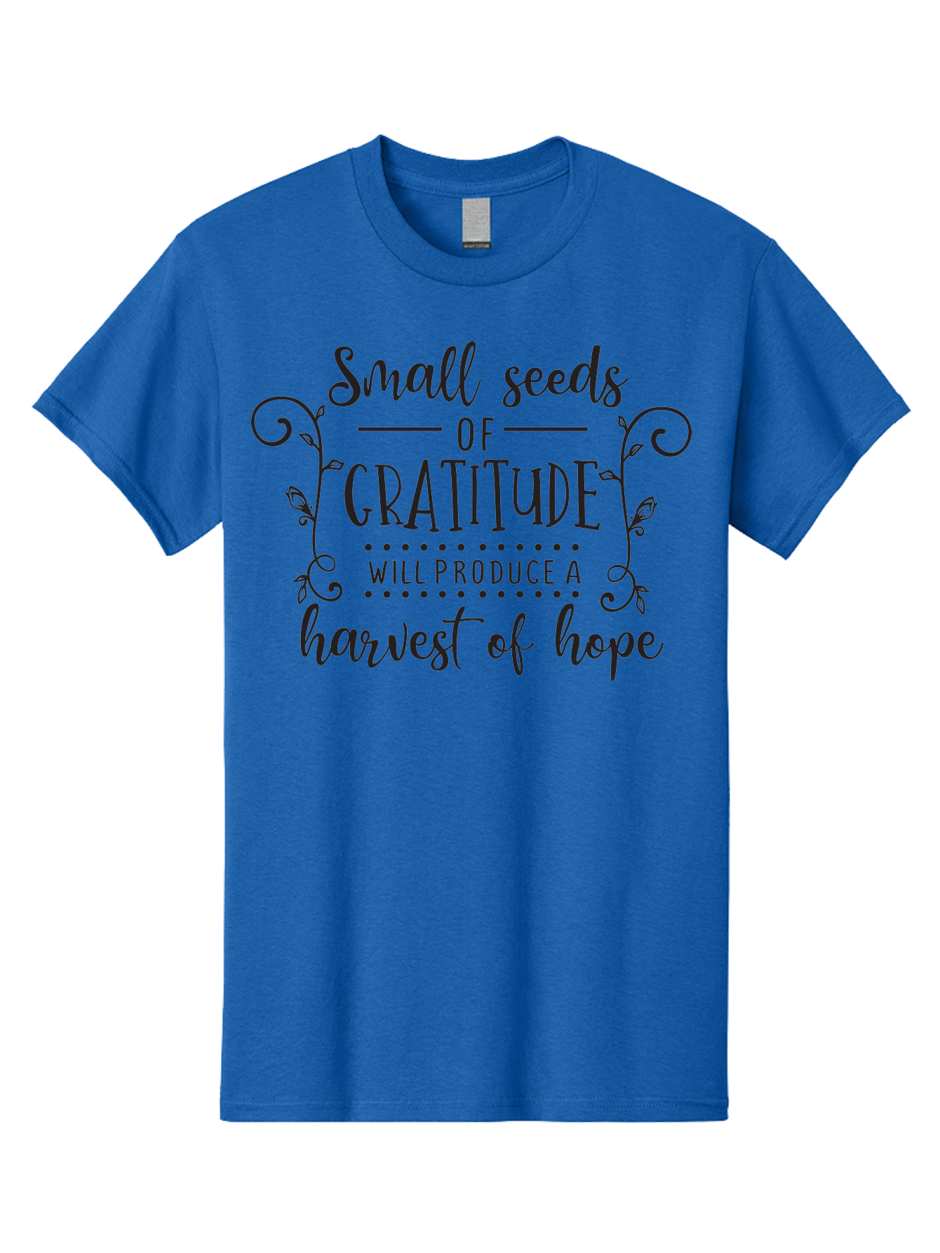 Small-Seeds-Of-Gratitude Men'S Graphic Tee, 100% Cotton, Comfortable Casual Summer Wear, Machine Washable, Gratitude Quotes, Hope And Positivity, Inspirational Sayings, Motivational Phrases, Positive Affirmations, Uplifting Messages, Aad166