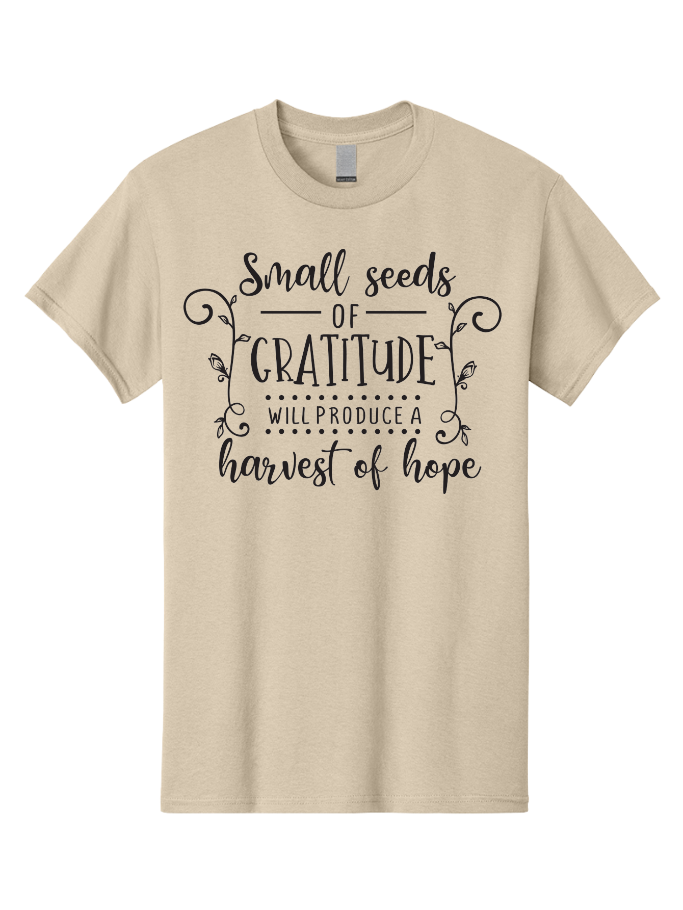 Small-Seeds-Of-Gratitude Men'S Graphic Tee, 100% Cotton, Comfortable Casual Summer Wear, Machine Washable, Gratitude Quotes, Hope And Positivity, Inspirational Sayings, Motivational Phrases, Positive Affirmations, Uplifting Messages, Aad166