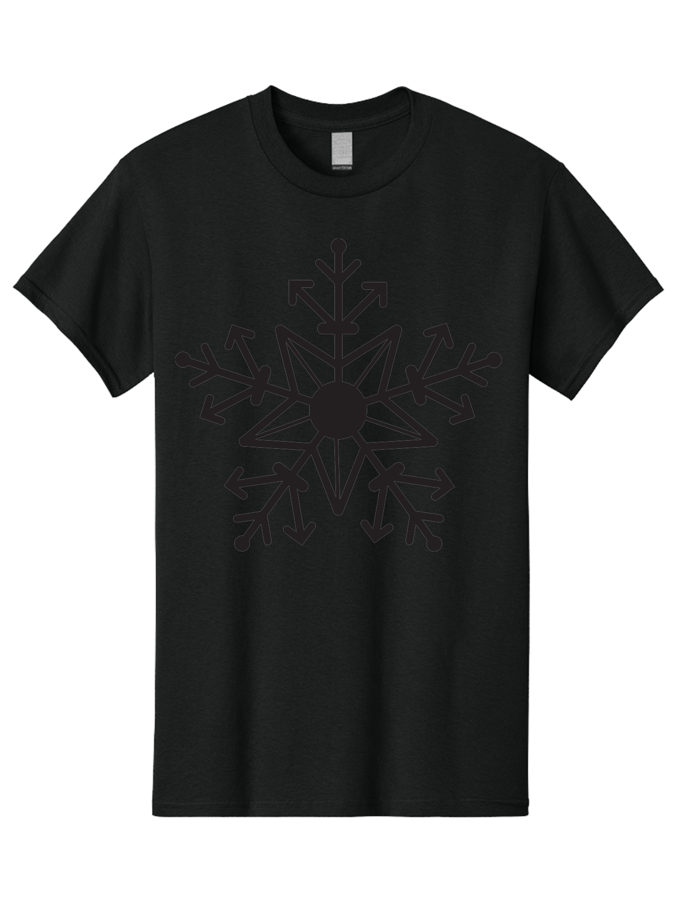 Snowflake-1 Men'S Graphic Tee, 100% Cotton, Comfortable Casual Summer Wear, Machine Washable, Snowflake Design, Arrow Pattern, Symmetrical Shape, Geometric Figure, Abstract Art, Black And Green, Intricate Details, Frosty Feel, Winter Theme Aad167