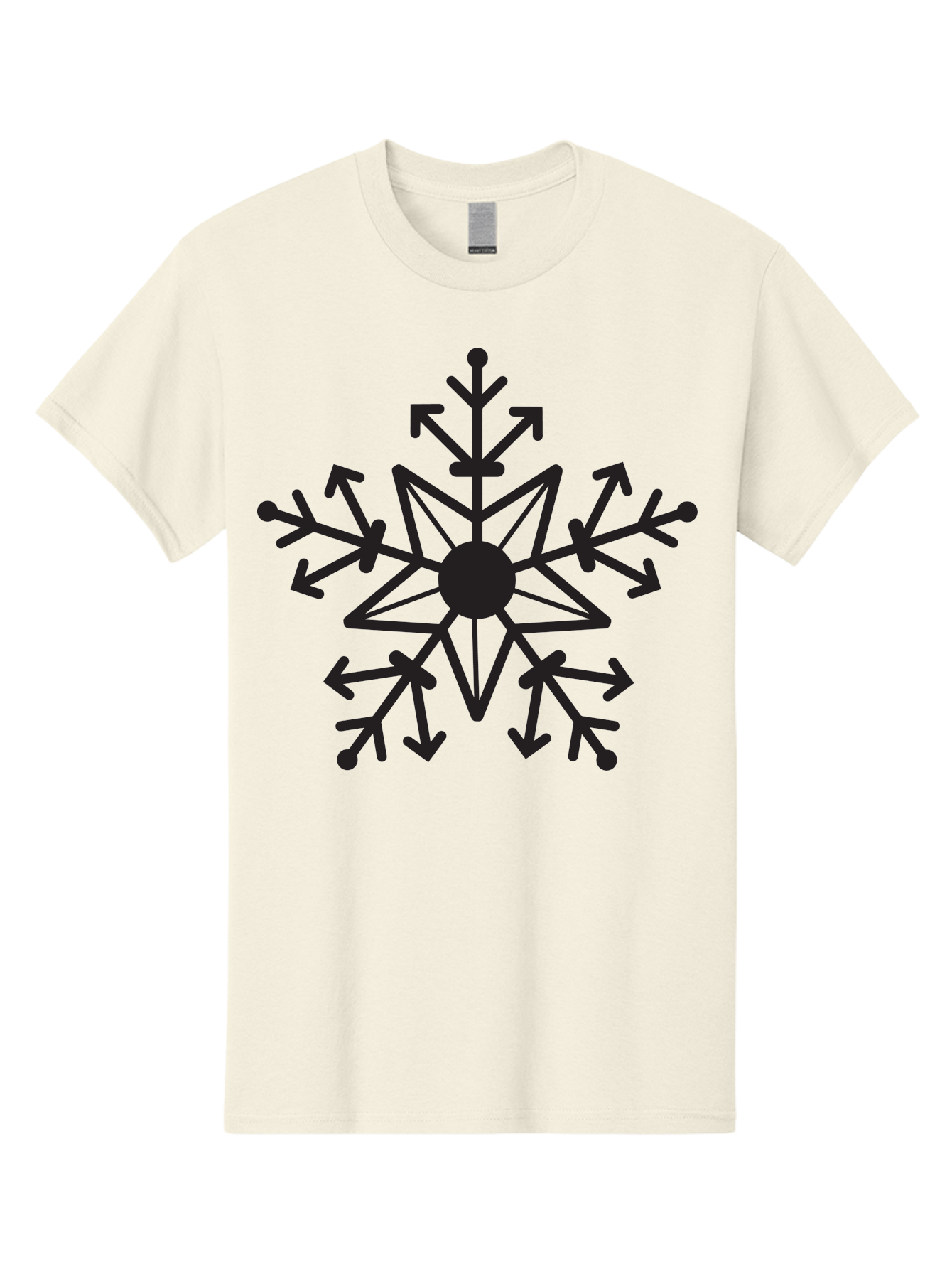 Snowflake-1 Men'S Graphic Tee, 100% Cotton, Comfortable Casual Summer Wear, Machine Washable, Snowflake Design, Arrow Pattern, Symmetrical Shape, Geometric Figure, Abstract Art, Black And Green, Intricate Details, Frosty Feel, Winter Theme Aad167