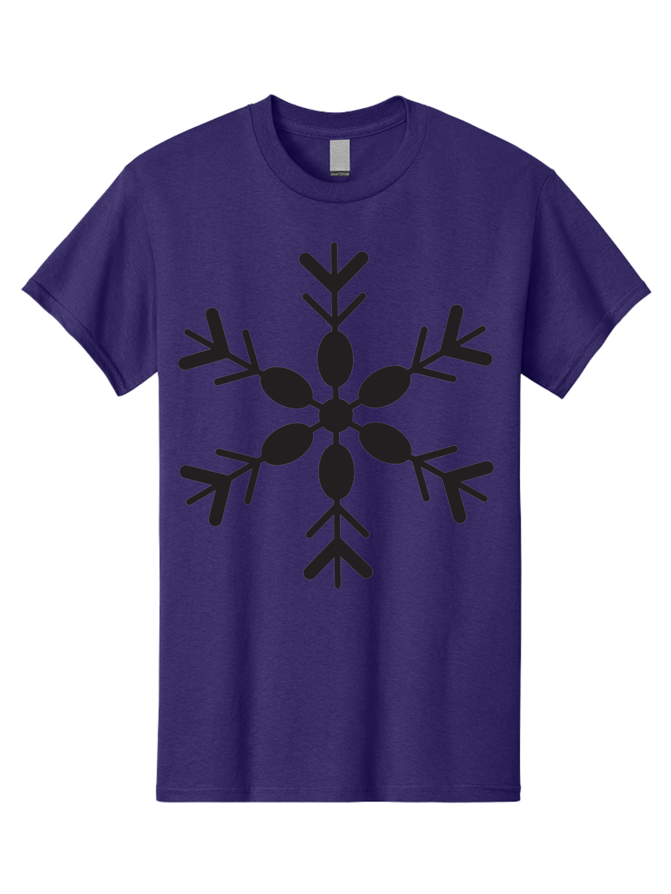 Snowflake-2 Men'S Graphic Tee, 100% Cotton, Comfortable Casual Summer Wear, Machine Washable, Symmetrical Black Snowflake, Winter Wonderland, Festive Design, Intricate Patterns, Six-Pointed Star, Christmas Decorations, Holiday Graphics, Aad168