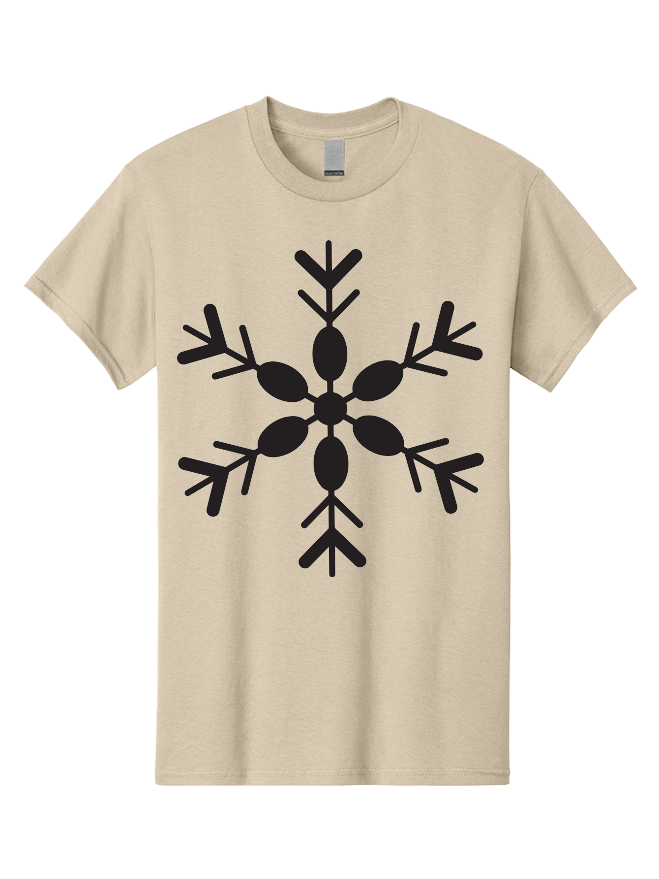 Snowflake-2 Men'S Graphic Tee, 100% Cotton, Comfortable Casual Summer Wear, Machine Washable, Symmetrical Black Snowflake, Winter Wonderland, Festive Design, Intricate Patterns, Six-Pointed Star, Christmas Decorations, Holiday Graphics, Aad168