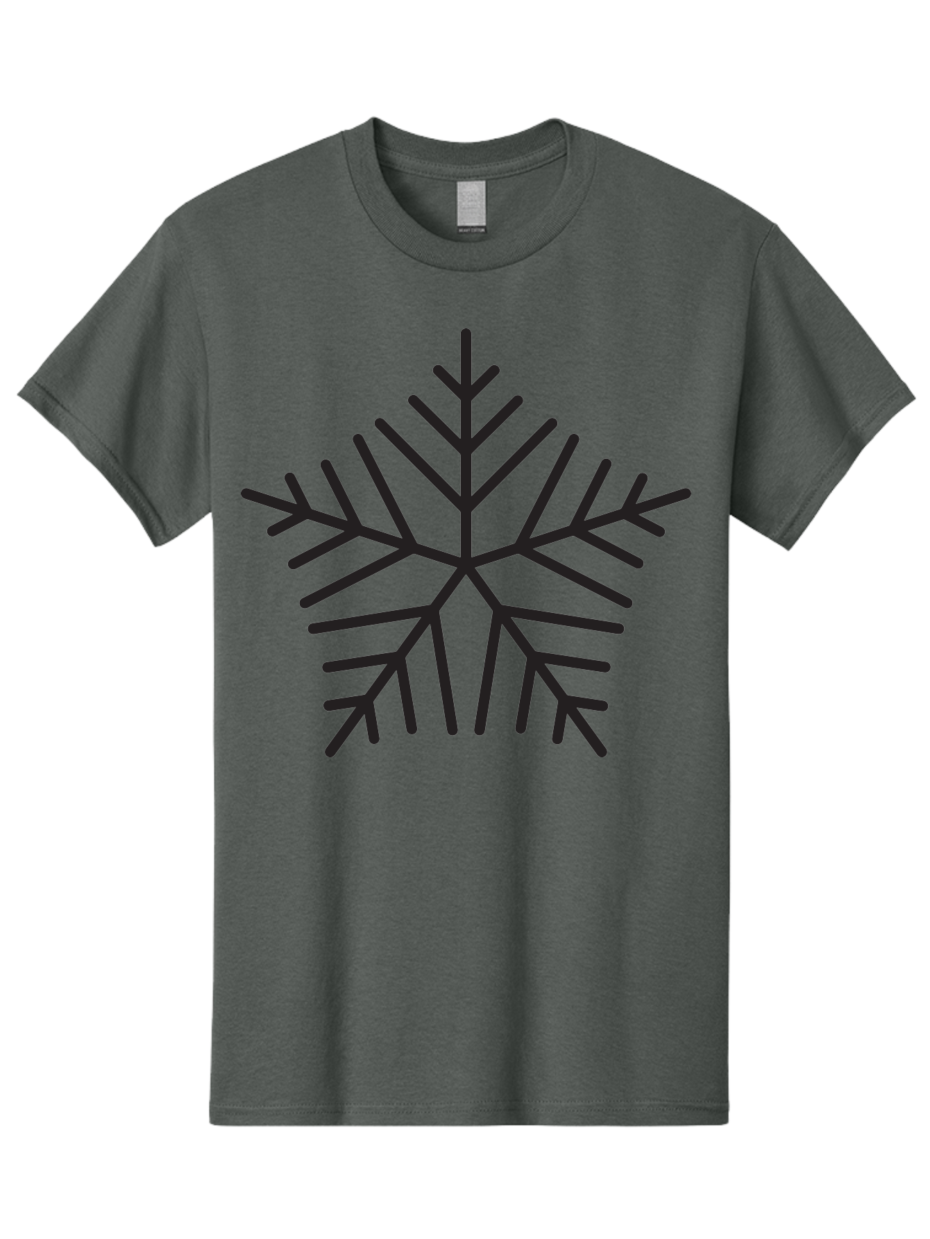 Snowflake-3 Men'S Graphic Tee, 100% Cotton, Comfortable Casual Summer Wear, Machine Washable, Snowflake, Symmetrical Design, Black Silhouette, Winter Symbol, Frosty Theme, Geometric Pattern, Delicate Branches, Intricate Details, Aad169