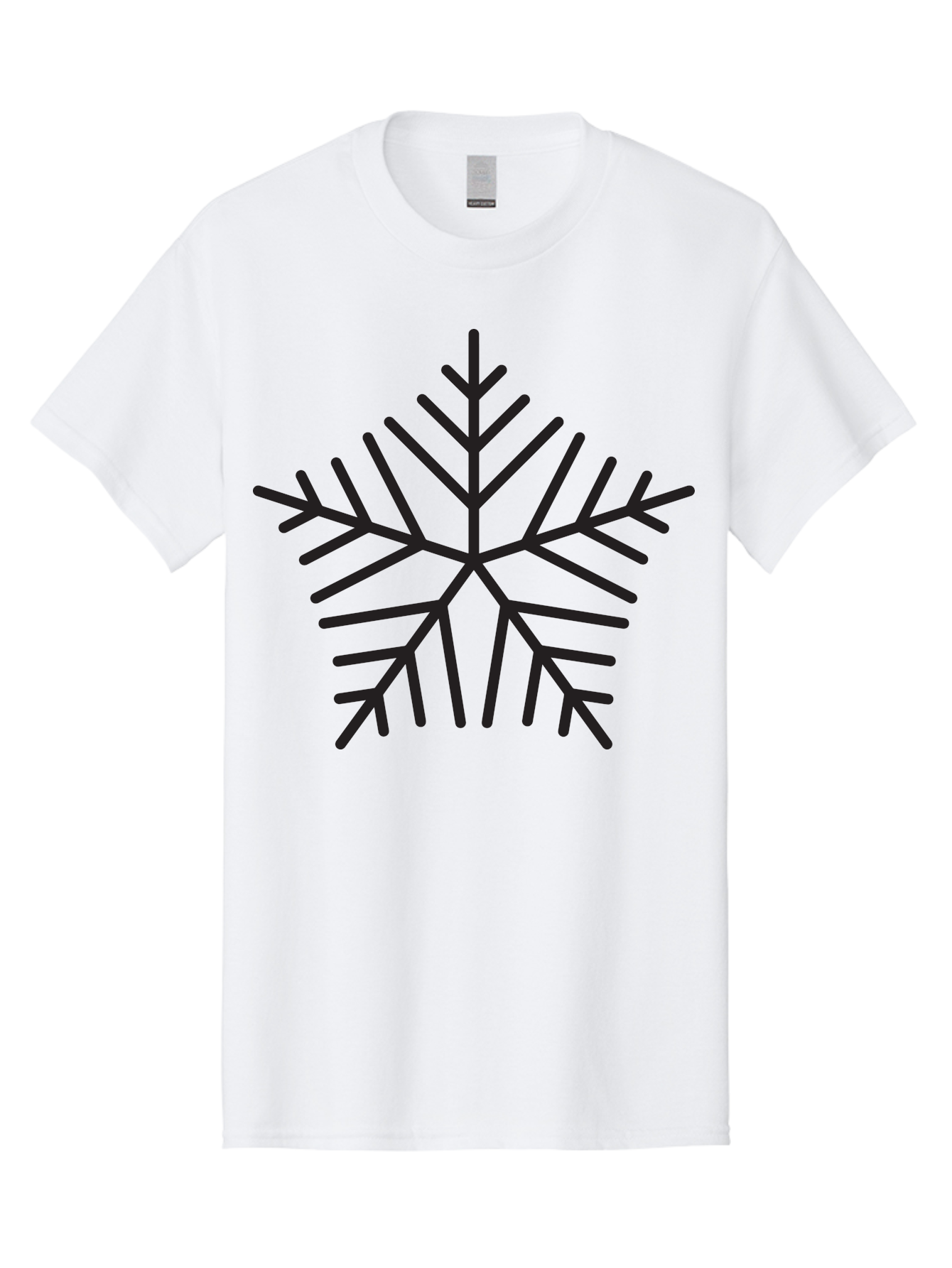 Snowflake-3 Men'S Graphic Tee, 100% Cotton, Comfortable Casual Summer Wear, Machine Washable, Snowflake, Symmetrical Design, Black Silhouette, Winter Symbol, Frosty Theme, Geometric Pattern, Delicate Branches, Intricate Details, Aad169