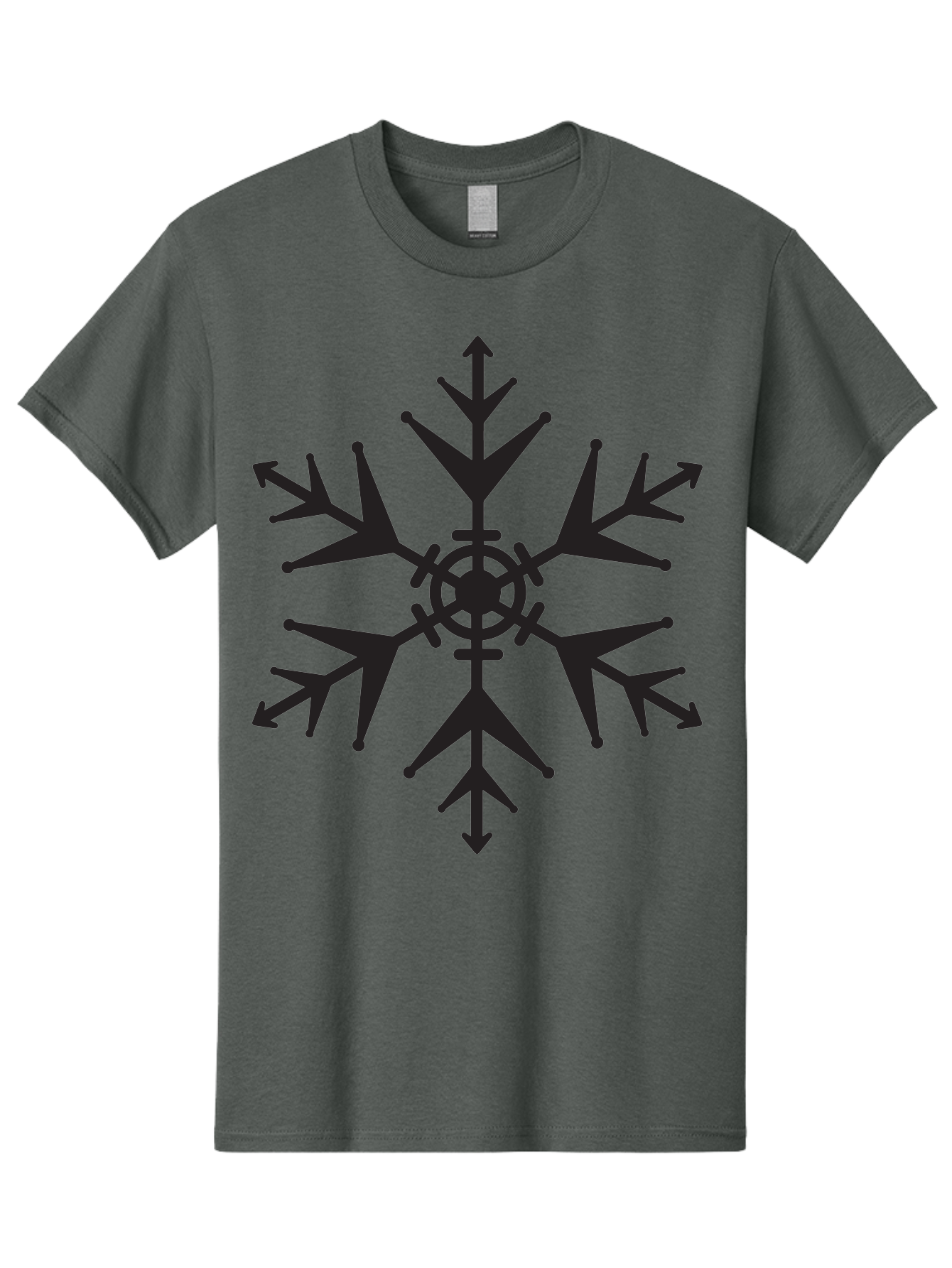 Snowflake-4 Men'S Graphic Tee, 100% Cotton, Comfortable Casual Summer Wear, Machine Washable, Snowflake Design, Black Silhouette, Six-Pointed Star, Symmetrical Pattern, Frosty Decor, Winter Symbol, Cold Weather, Symmetrical Shape Aad170