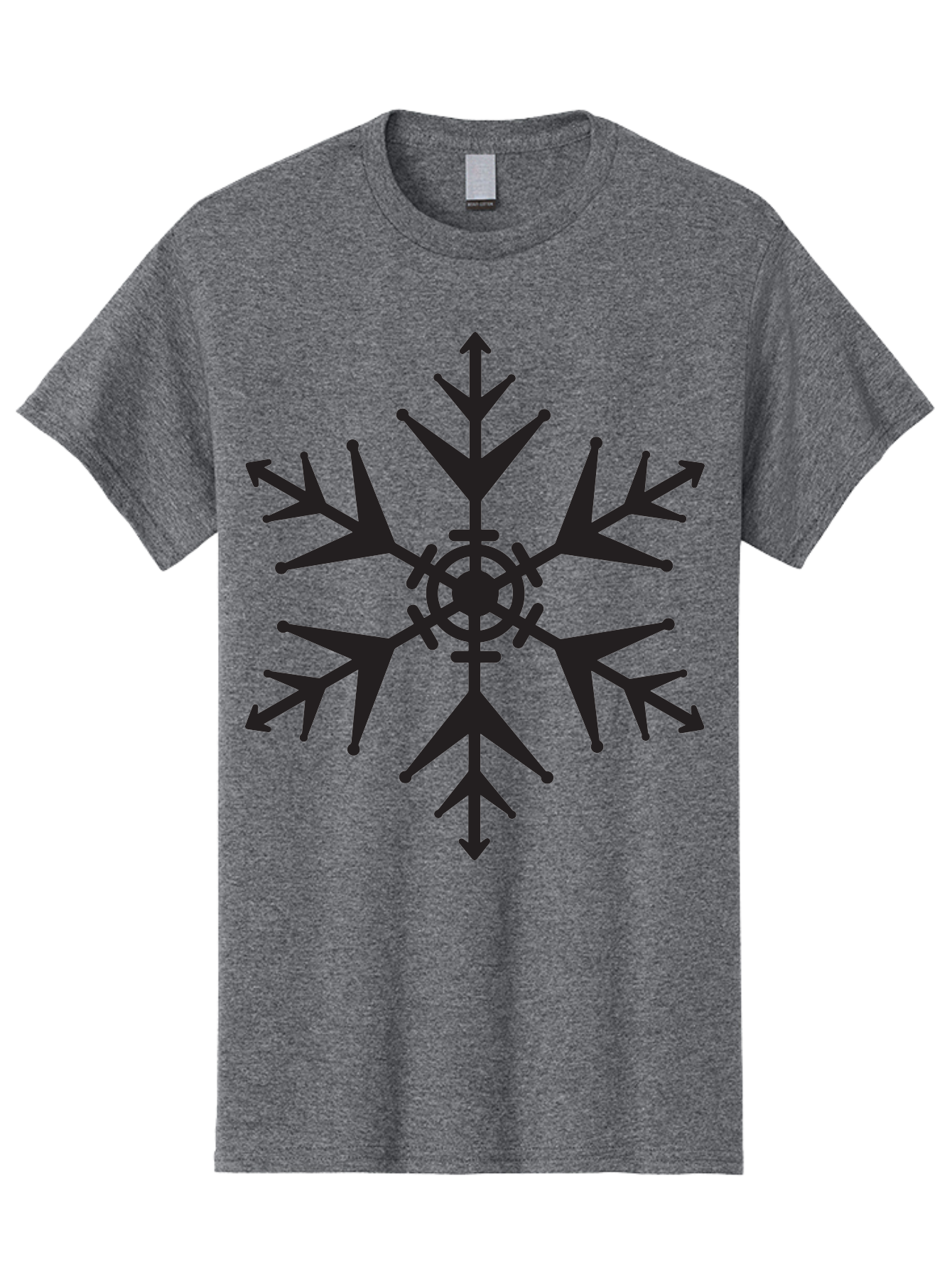 Snowflake-4 Men'S Graphic Tee, 100% Cotton, Comfortable Casual Summer Wear, Machine Washable, Snowflake Design, Black Silhouette, Six-Pointed Star, Symmetrical Pattern, Frosty Decor, Winter Symbol, Cold Weather, Symmetrical Shape Aad170