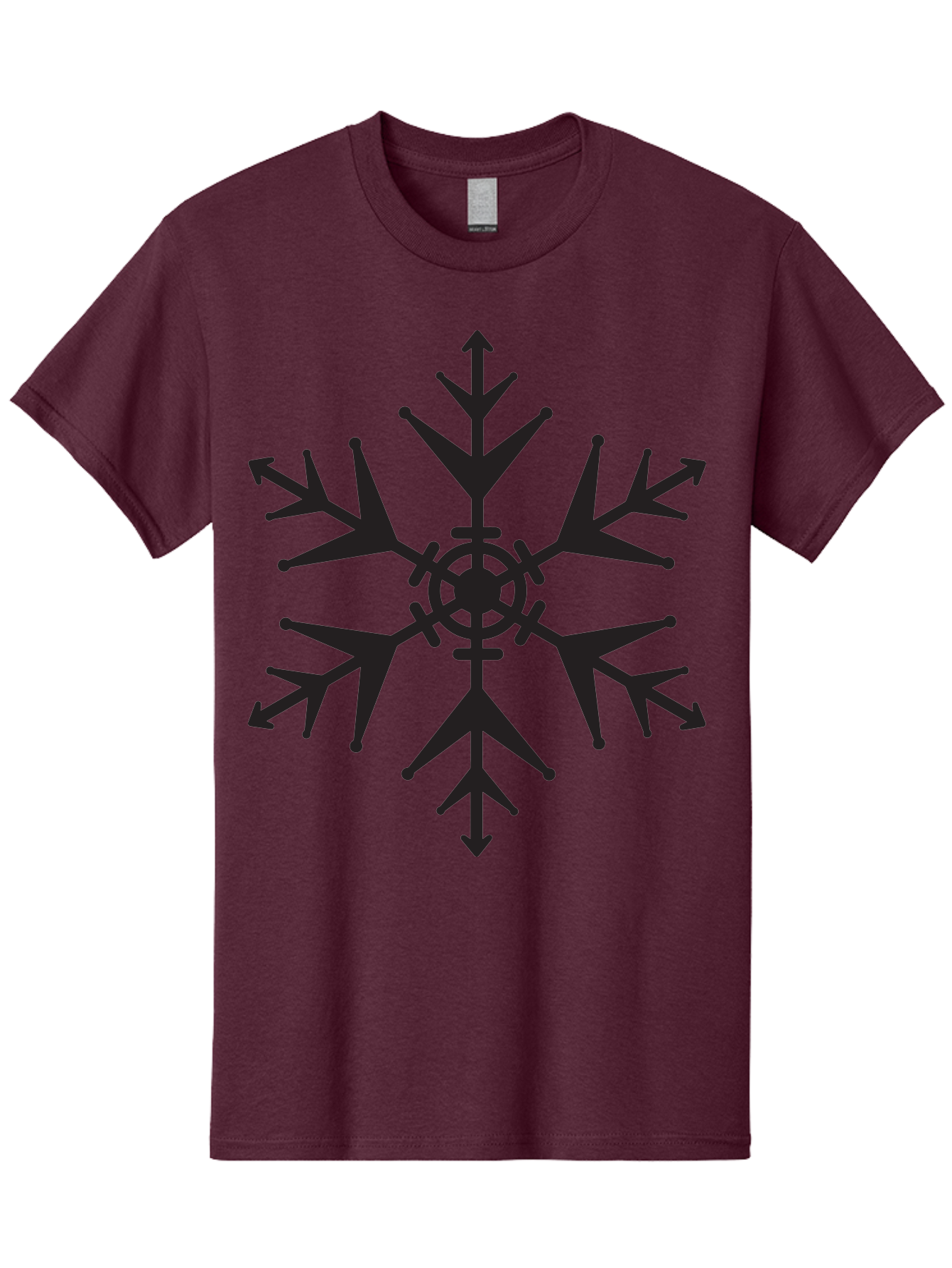 Snowflake-4 Men'S Graphic Tee, 100% Cotton, Comfortable Casual Summer Wear, Machine Washable, Snowflake Design, Black Silhouette, Six-Pointed Star, Symmetrical Pattern, Frosty Decor, Winter Symbol, Cold Weather, Symmetrical Shape Aad170
