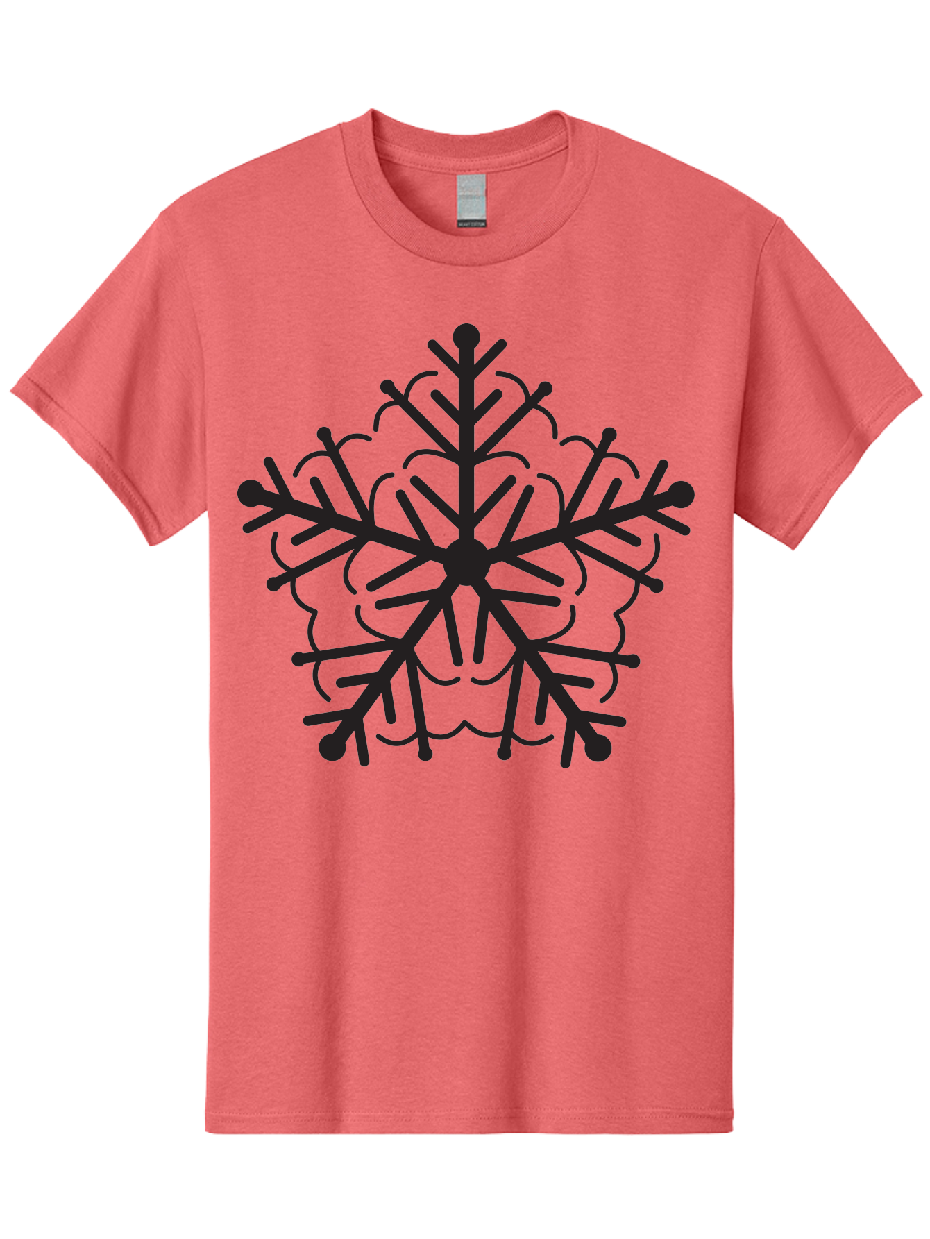 Snowflake-5 Men'S Graphic Tee, 100% Cotton, Comfortable Casual Summer Wear, Machine Washable, Black Snowflake, Winter Wonderland, Festive Decoration, Holiday Season, Snowy Design, Symmetrical Pattern, Frozen Frost, Icy Charm Aad171