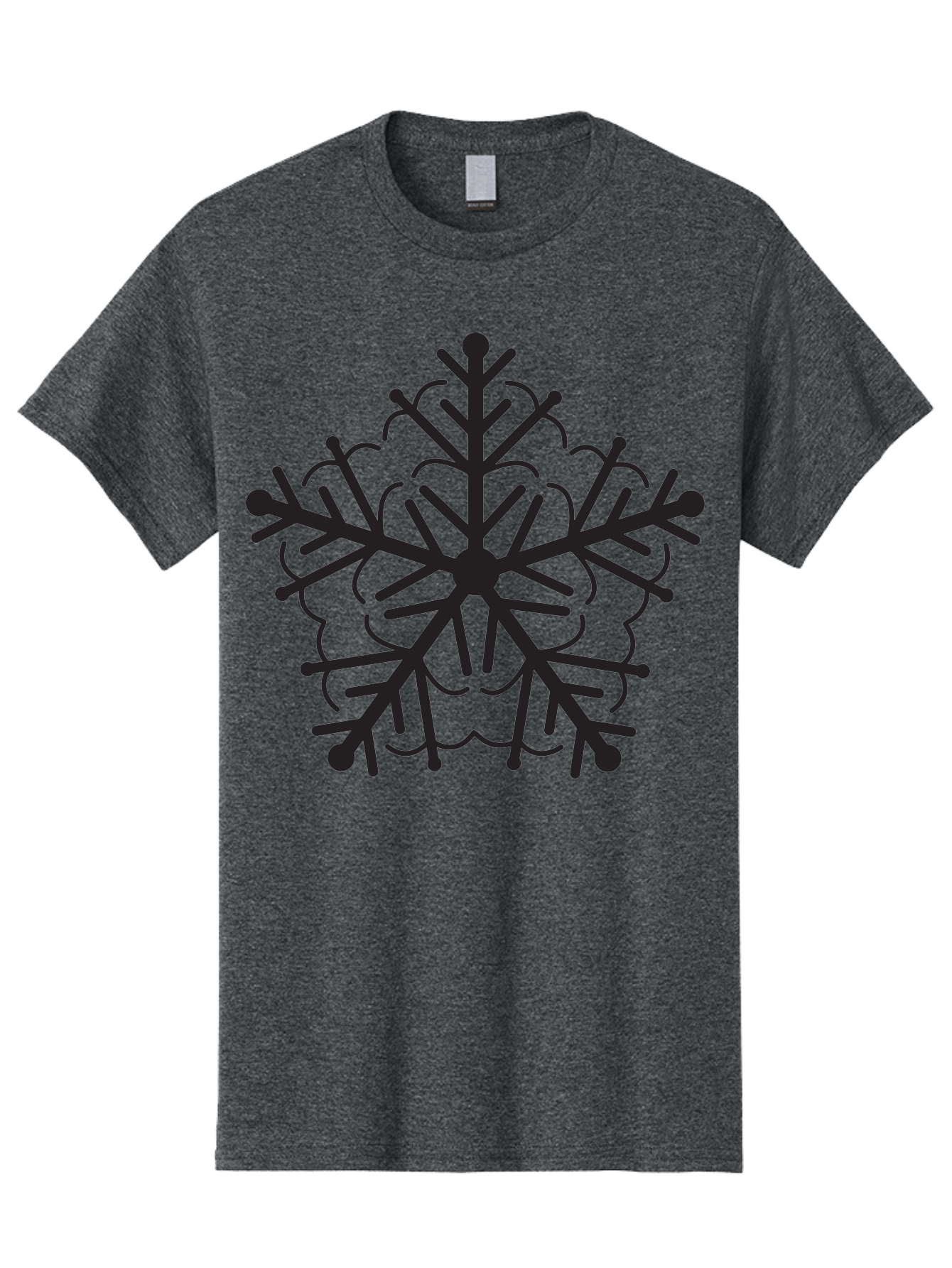 Snowflake-5 Men'S Graphic Tee, 100% Cotton, Comfortable Casual Summer Wear, Machine Washable, Black Snowflake, Winter Wonderland, Festive Decoration, Holiday Season, Snowy Design, Symmetrical Pattern, Frozen Frost, Icy Charm Aad171