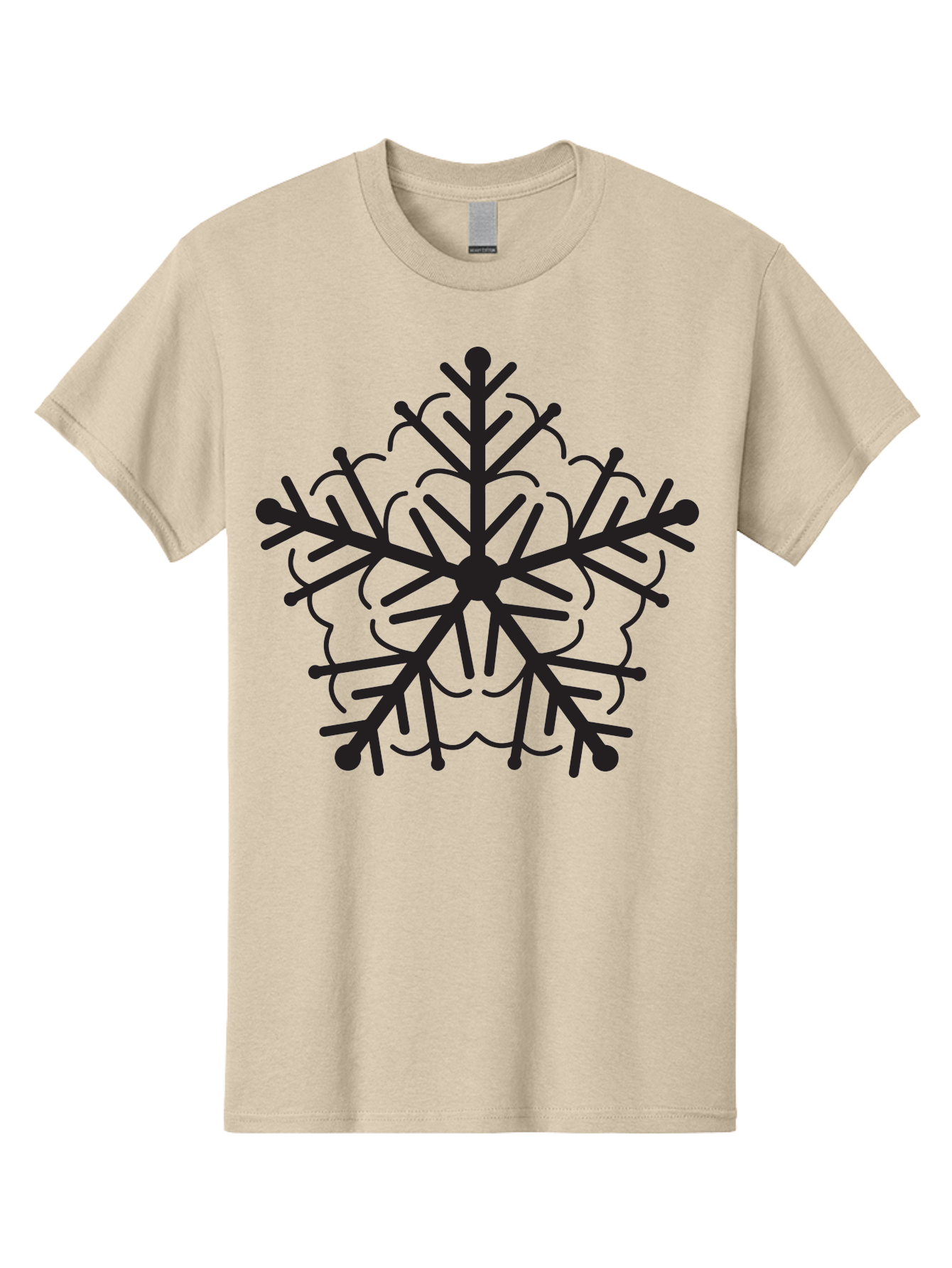 Snowflake-5 Men'S Graphic Tee, 100% Cotton, Comfortable Casual Summer Wear, Machine Washable, Black Snowflake, Winter Wonderland, Festive Decoration, Holiday Season, Snowy Design, Symmetrical Pattern, Frozen Frost, Icy Charm Aad171