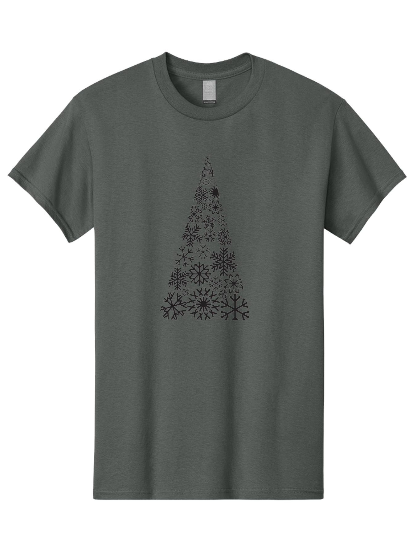 Snowflakes-Christmas-Tree Men'S Graphic Tee, 100% Cotton, Comfortable Casual Summer Wear, Machine Washable, Snowflake Christmas Tree, Festive Design, Winter Wonderland, Holiday Graphics, Seasonal Decor, Christmas Tree Silhouette, Snowflakes, Aad175