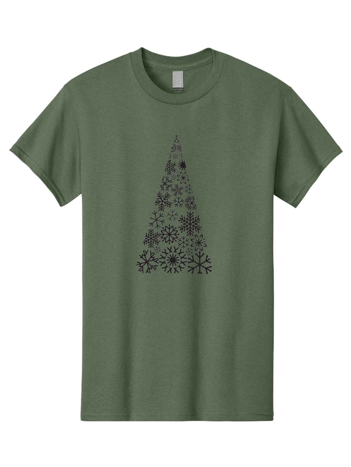 Snowflakes-Christmas-Tree Men'S Graphic Tee, 100% Cotton, Comfortable Casual Summer Wear, Machine Washable, Snowflake Christmas Tree, Festive Design, Winter Wonderland, Holiday Graphics, Seasonal Decor, Christmas Tree Silhouette, Snowflakes, Aad175