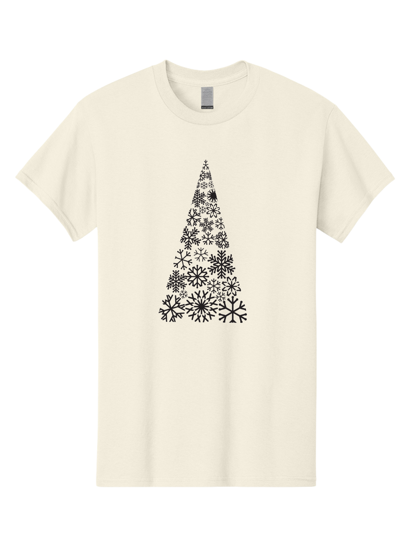 Snowflakes-Christmas-Tree Men'S Graphic Tee, 100% Cotton, Comfortable Casual Summer Wear, Machine Washable, Snowflake Christmas Tree, Festive Design, Winter Wonderland, Holiday Graphics, Seasonal Decor, Christmas Tree Silhouette, Snowflakes, Aad175