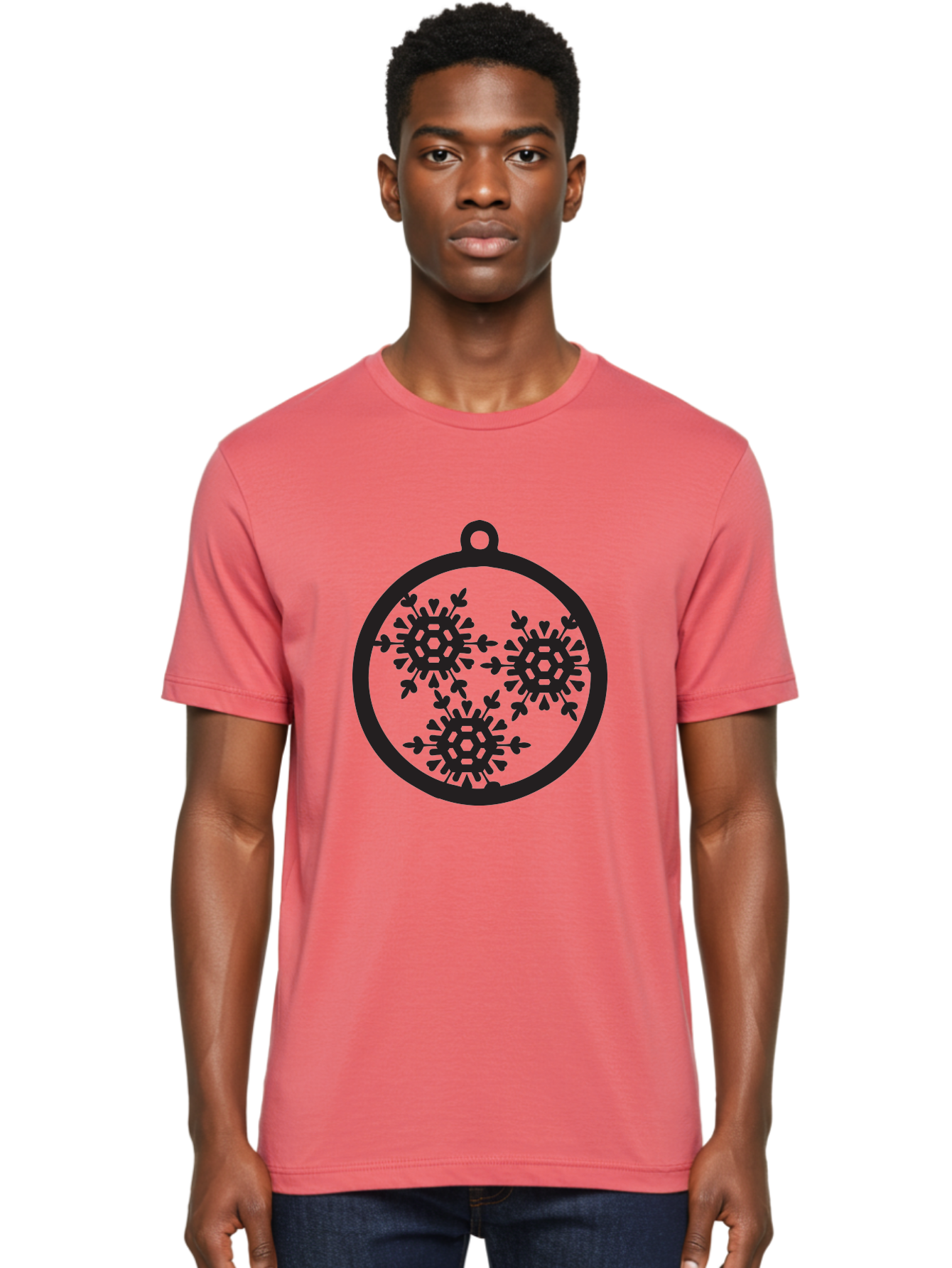 Snowflakes-Ornament-1 Men'S Graphic Tee, 100% Cotton, Comfortable Casual Summer Wear, Machine Washable, Snowflakes In Ornament, Winter Decorations, Festive Designs, Holiday Ornaments, Christmas Decor, Snowy Themes, Decorative Cutouts, Aad176