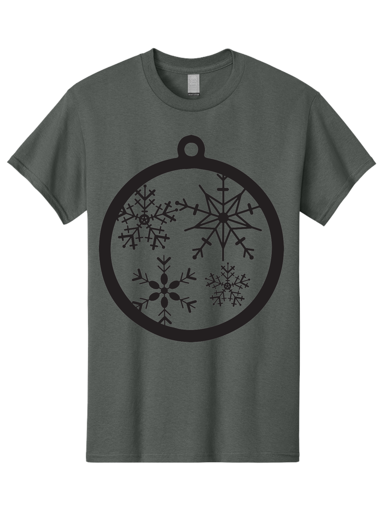 Snowflakes-Ornament-2 Men'S Graphic Tee, 100% Cotton, Comfortable Casual Summer Wear, Machine Washable, Snowflakes, Winter Decoration, Christmas Ornament, Festive Design, Holiday Decor, Black Silhouette, Intricate Patterns, Snowflake Art, Aad177