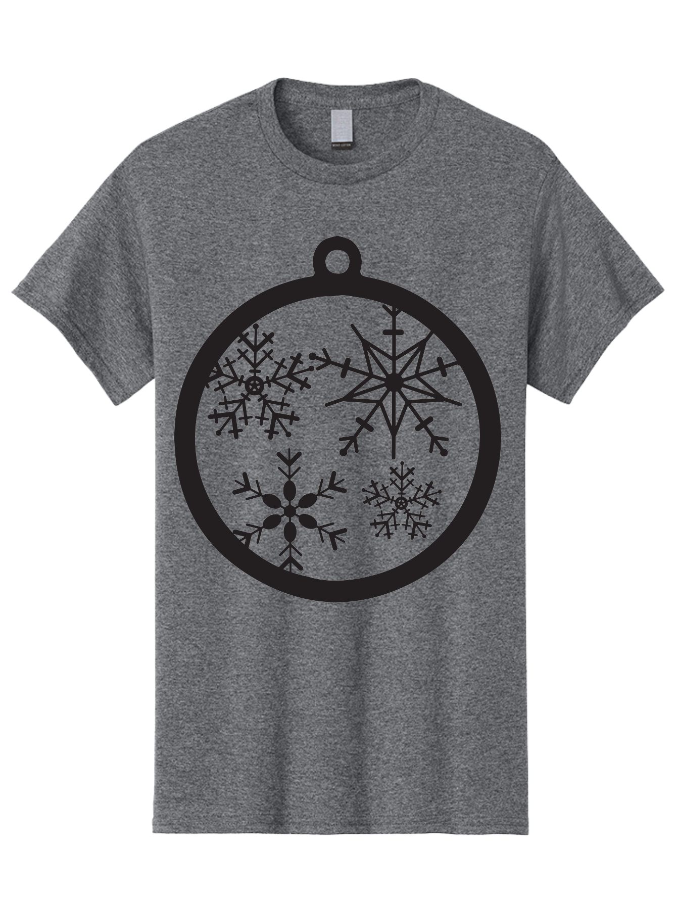 Snowflakes-Ornament-2 Men'S Graphic Tee, 100% Cotton, Comfortable Casual Summer Wear, Machine Washable, Snowflakes, Winter Decoration, Christmas Ornament, Festive Design, Holiday Decor, Black Silhouette, Intricate Patterns, Snowflake Art, Aad177