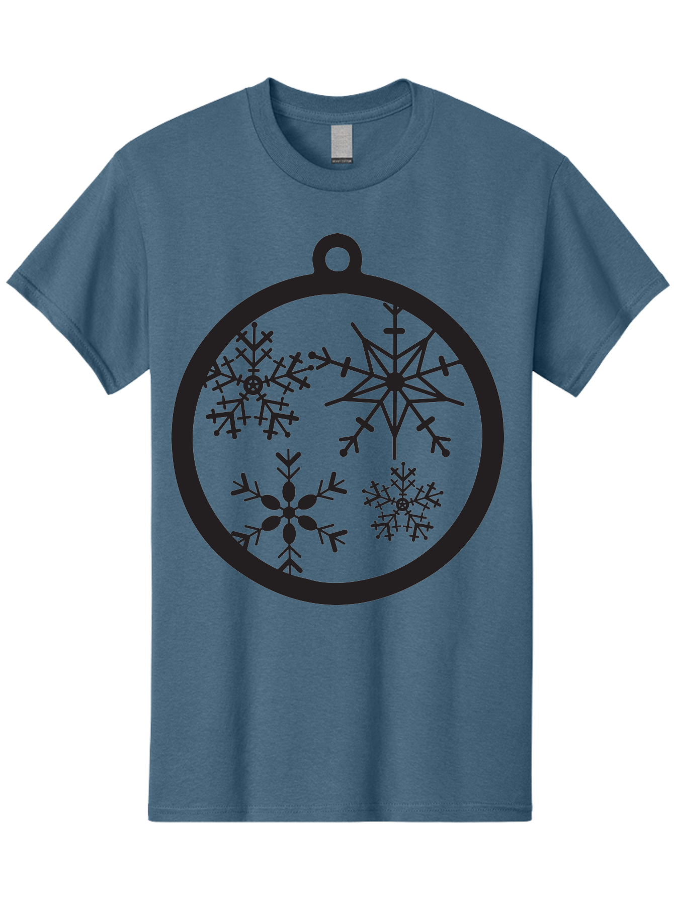 Snowflakes-Ornament-2 Men'S Graphic Tee, 100% Cotton, Comfortable Casual Summer Wear, Machine Washable, Snowflakes, Winter Decoration, Christmas Ornament, Festive Design, Holiday Decor, Black Silhouette, Intricate Patterns, Snowflake Art, Aad177